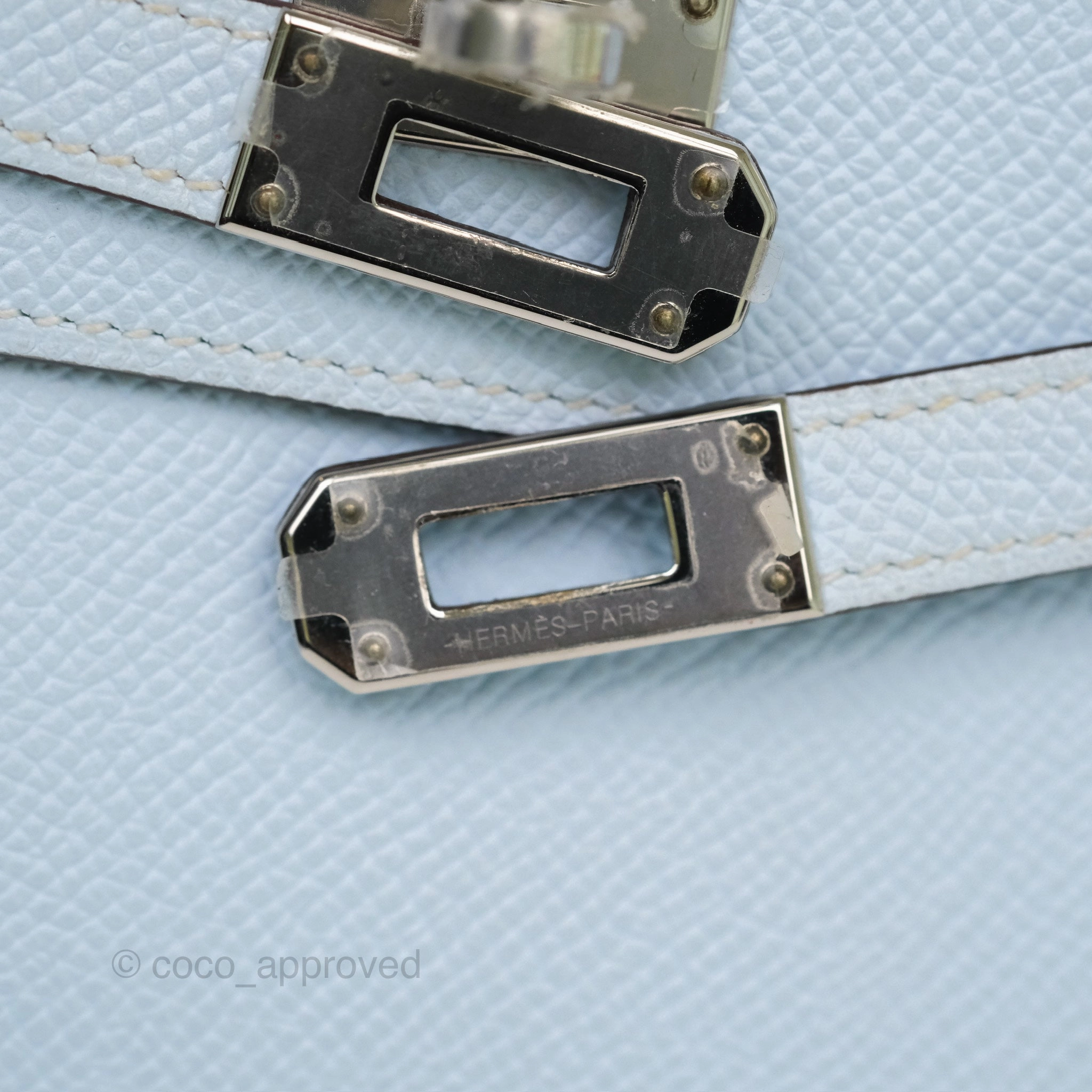 Herms Kelly To Go Wallet Bleu Brume T0 Epsom Palladium Hardware