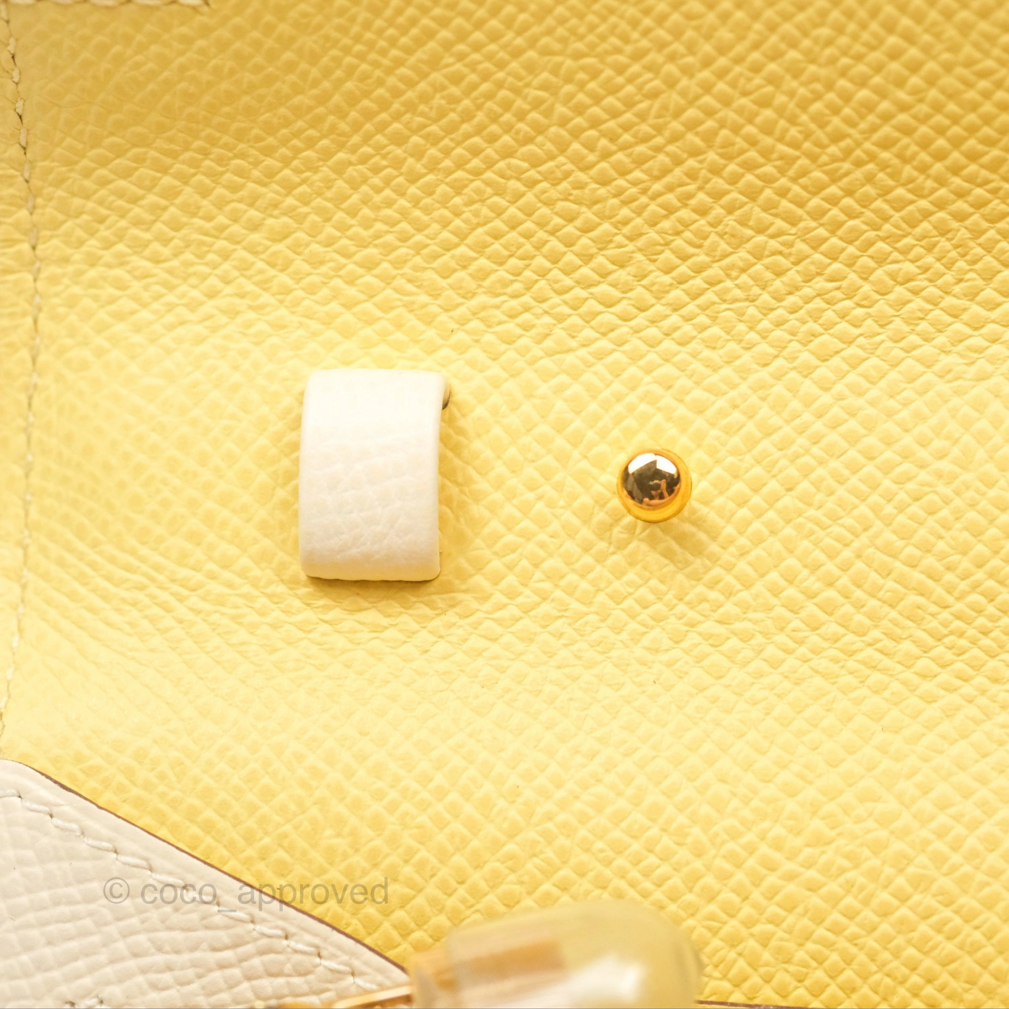 Herms Kelly To Go Wallet Epsom Nata I2/ Jaune Poussin Gold Hardware