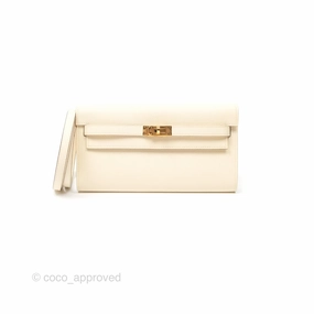 Herms Kelly To Go Wallet Epsom Nata I2/ Jaune Poussin Gold Hardware