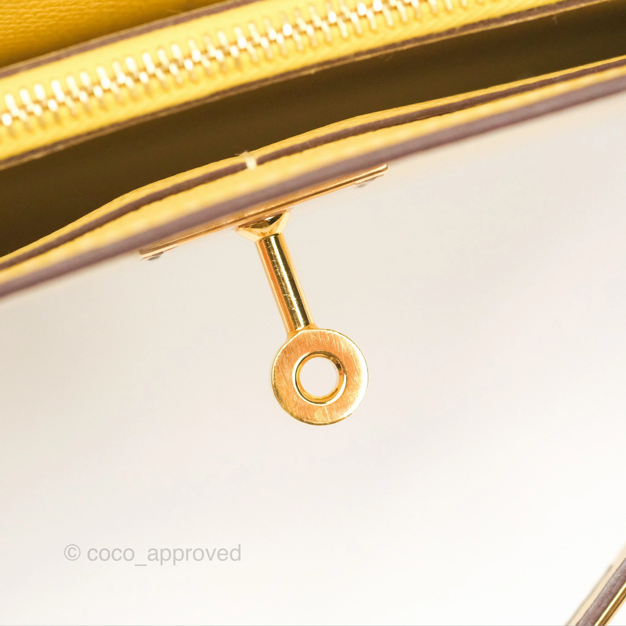 Herms Kelly To Go Wallet Epsom Nata I2/ Jaune Poussin Gold Hardware