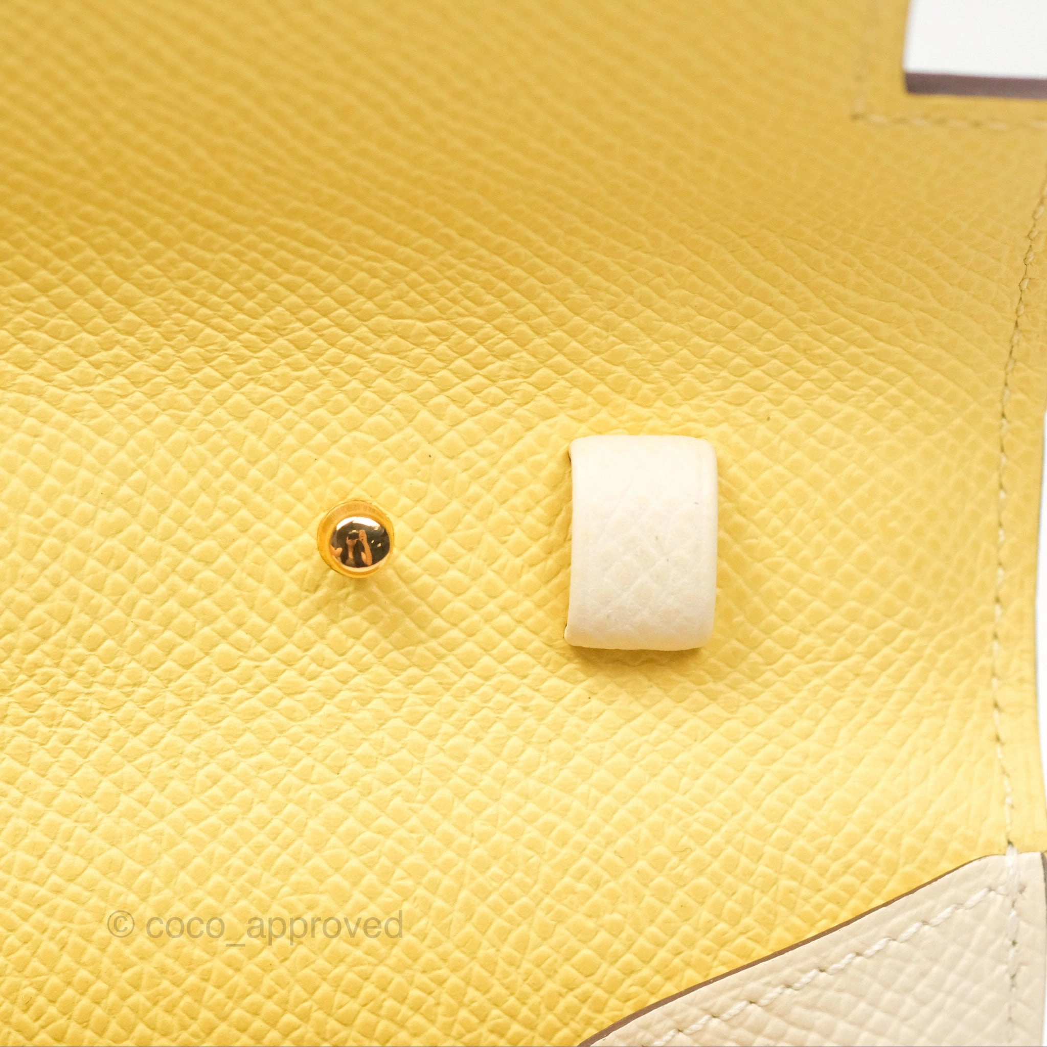Herms Kelly To Go Wallet Epsom Nata I2/ Jaune Poussin Gold Hardware