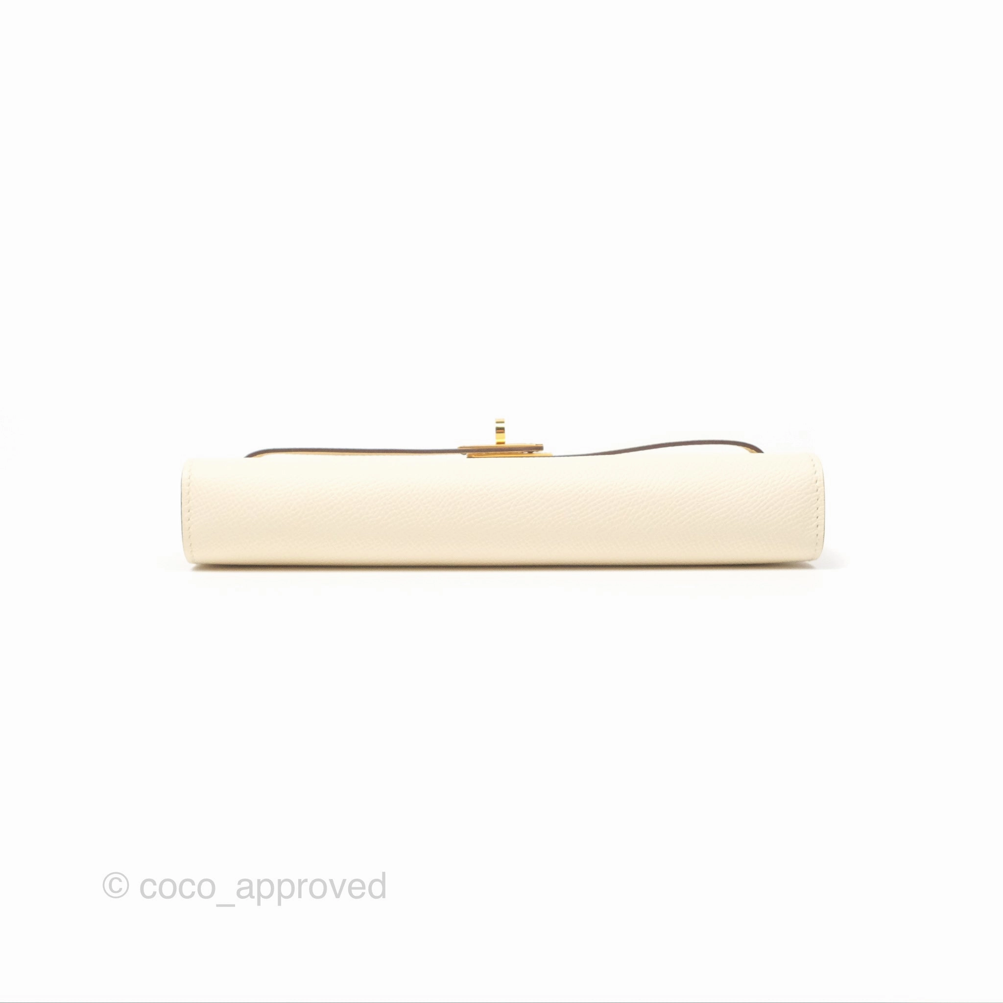 Herms Kelly To Go Wallet Epsom Nata I2/ Jaune Poussin Gold Hardware