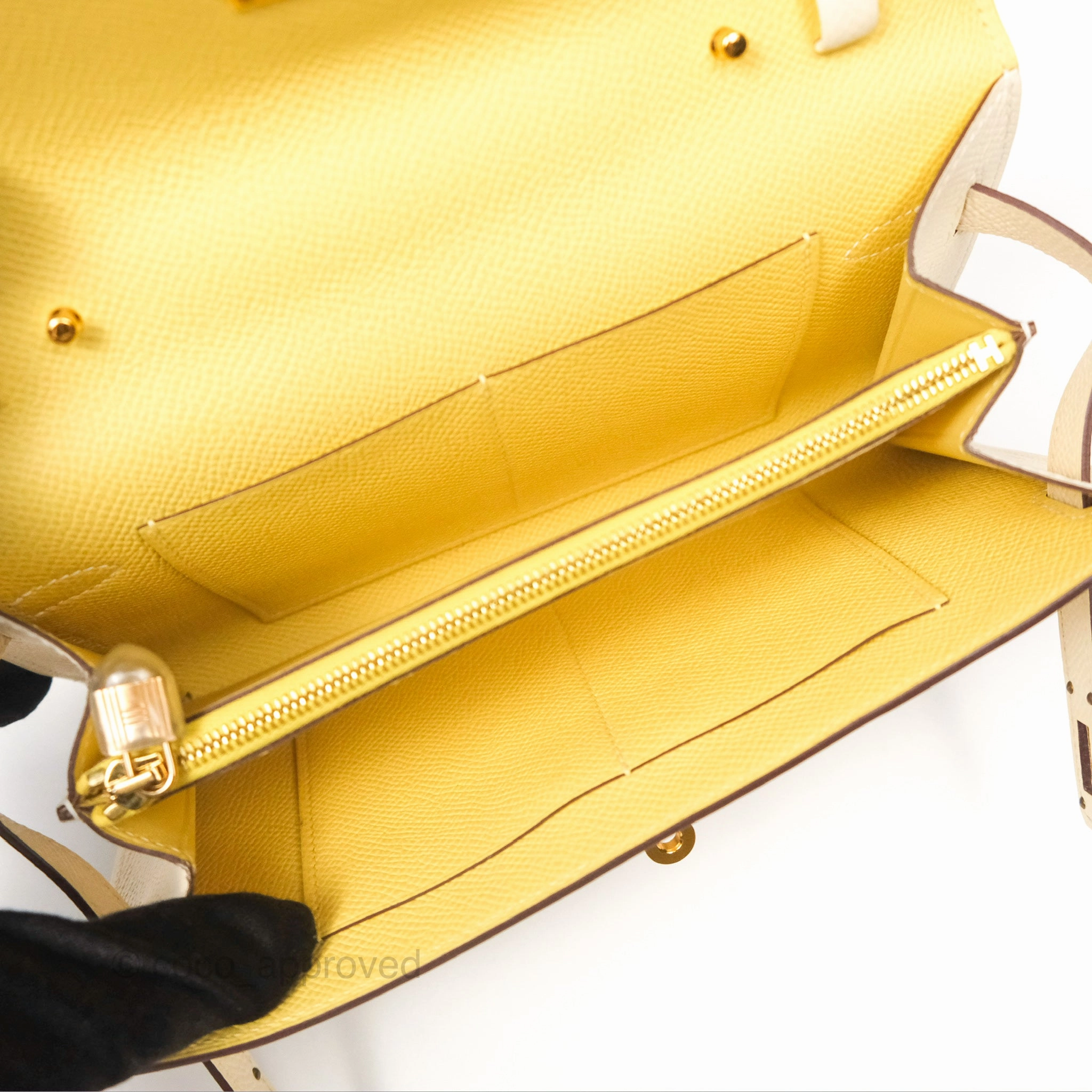 Herms Kelly To Go Wallet Epsom Nata I2/ Jaune Poussin Gold Hardware