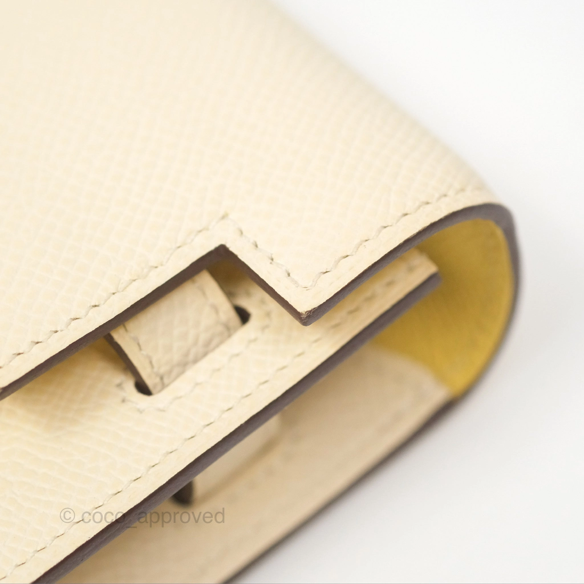 Herms Kelly To Go Wallet Epsom Nata I2/ Jaune Poussin Gold Hardware