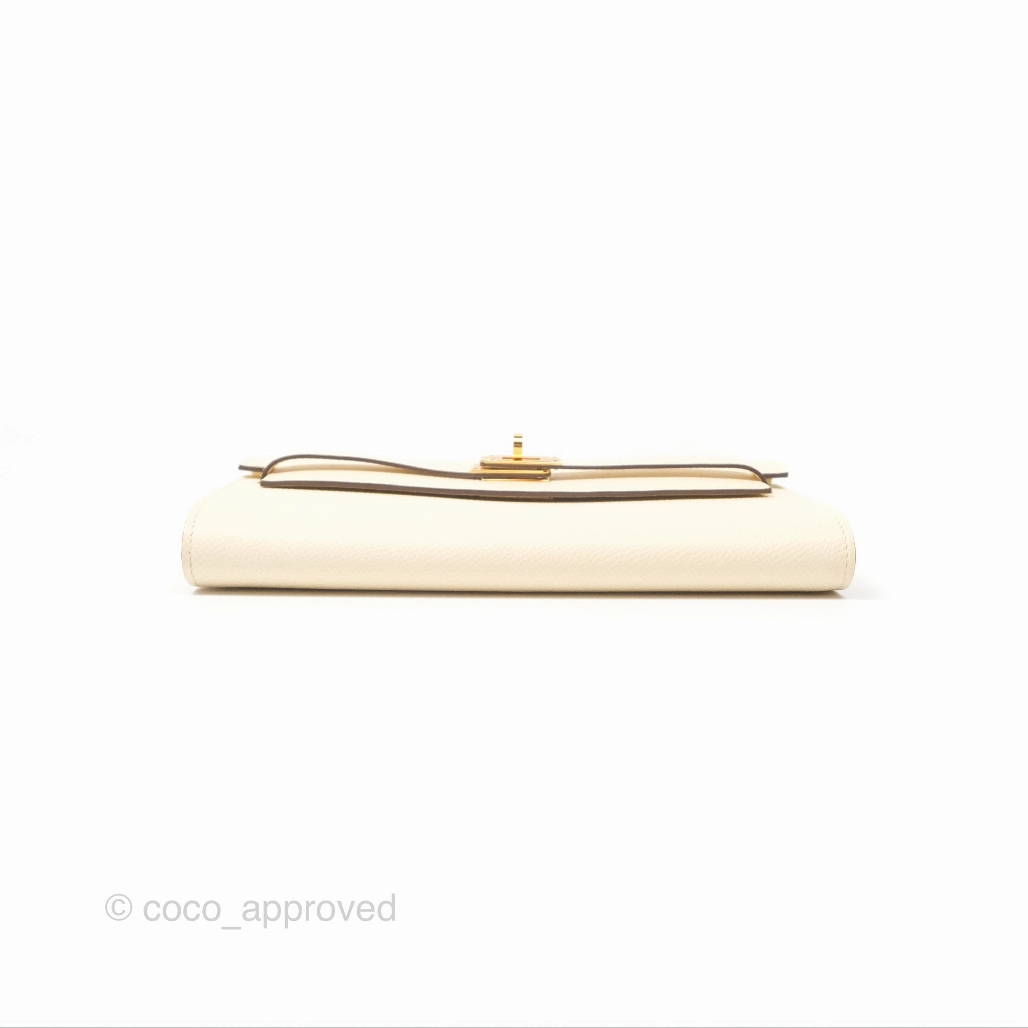 Herms Kelly To Go Wallet Epsom Nata I2/ Jaune Poussin Gold Hardware
