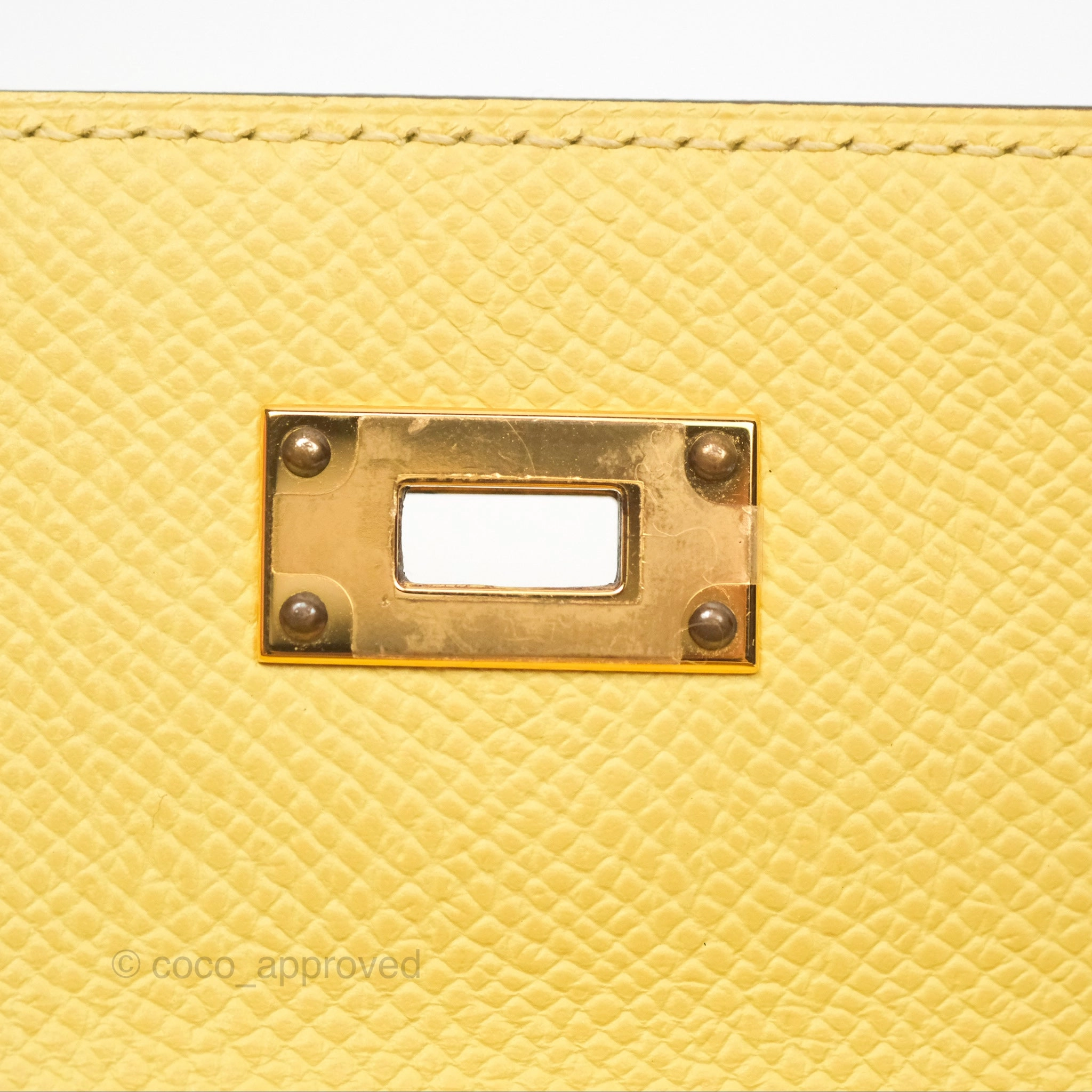 Herms Kelly To Go Wallet Epsom Nata I2/ Jaune Poussin Gold Hardware