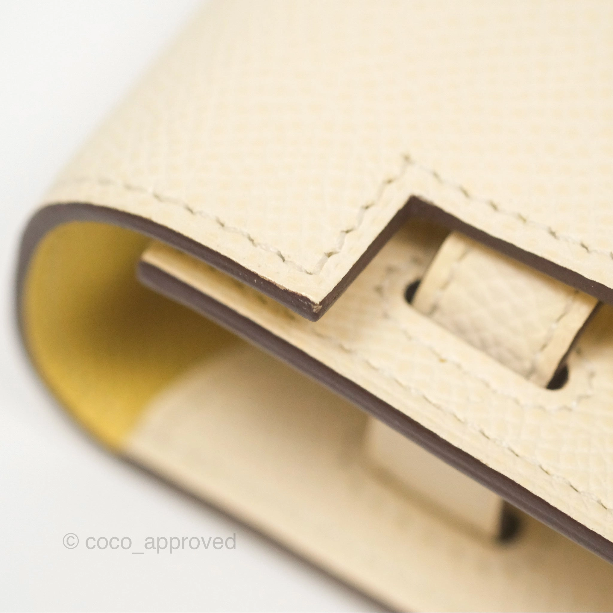 Herms Kelly To Go Wallet Epsom Nata I2/ Jaune Poussin Gold Hardware