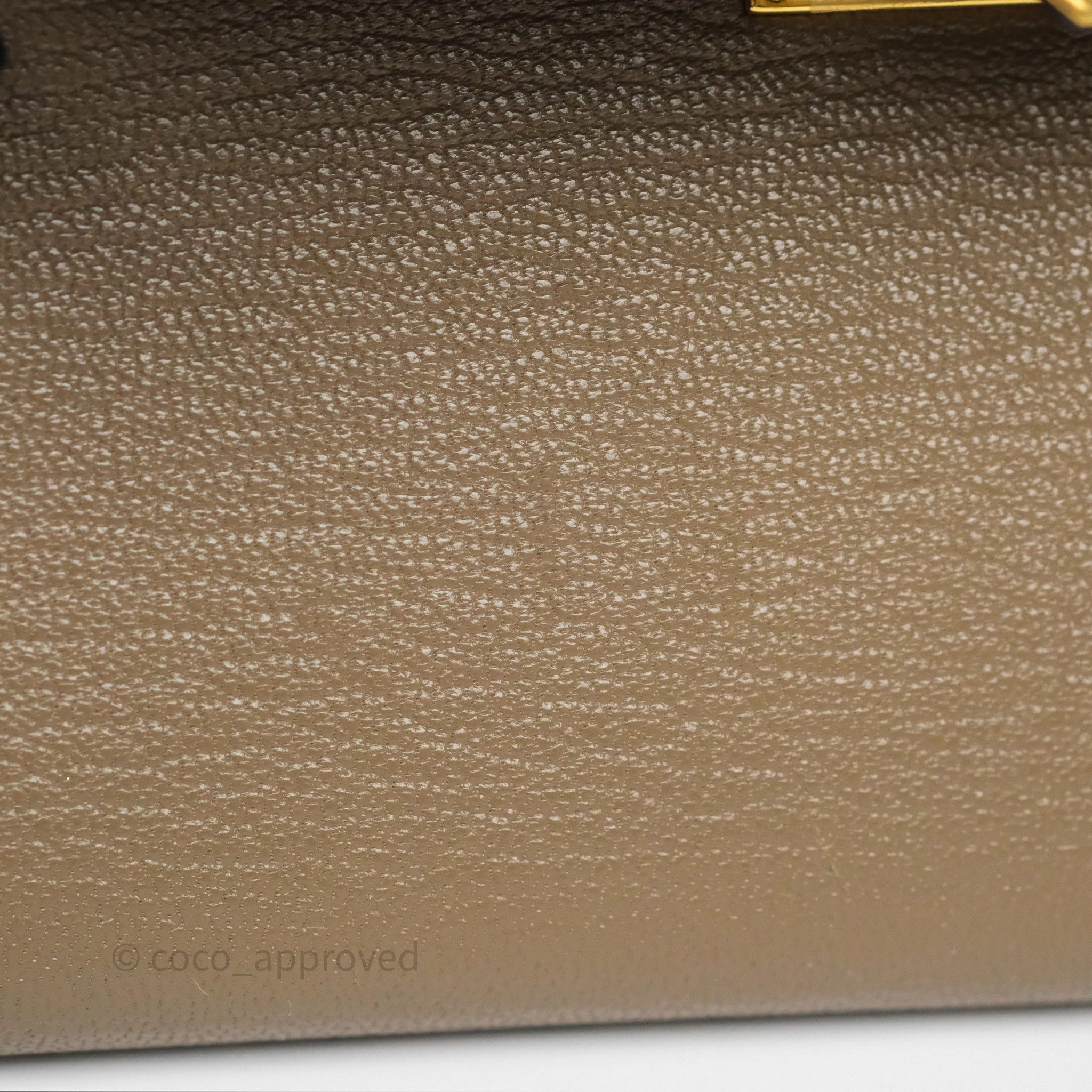 Herms Kelly To Go Wallet Etoupe 18 Chevre Mysore Gold Hardware