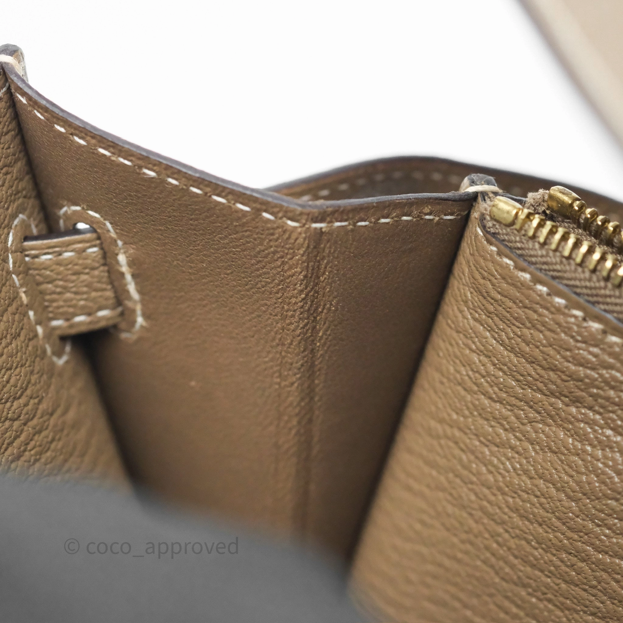 Herms Kelly To Go Wallet Etoupe 18 Chevre Mysore Gold Hardware