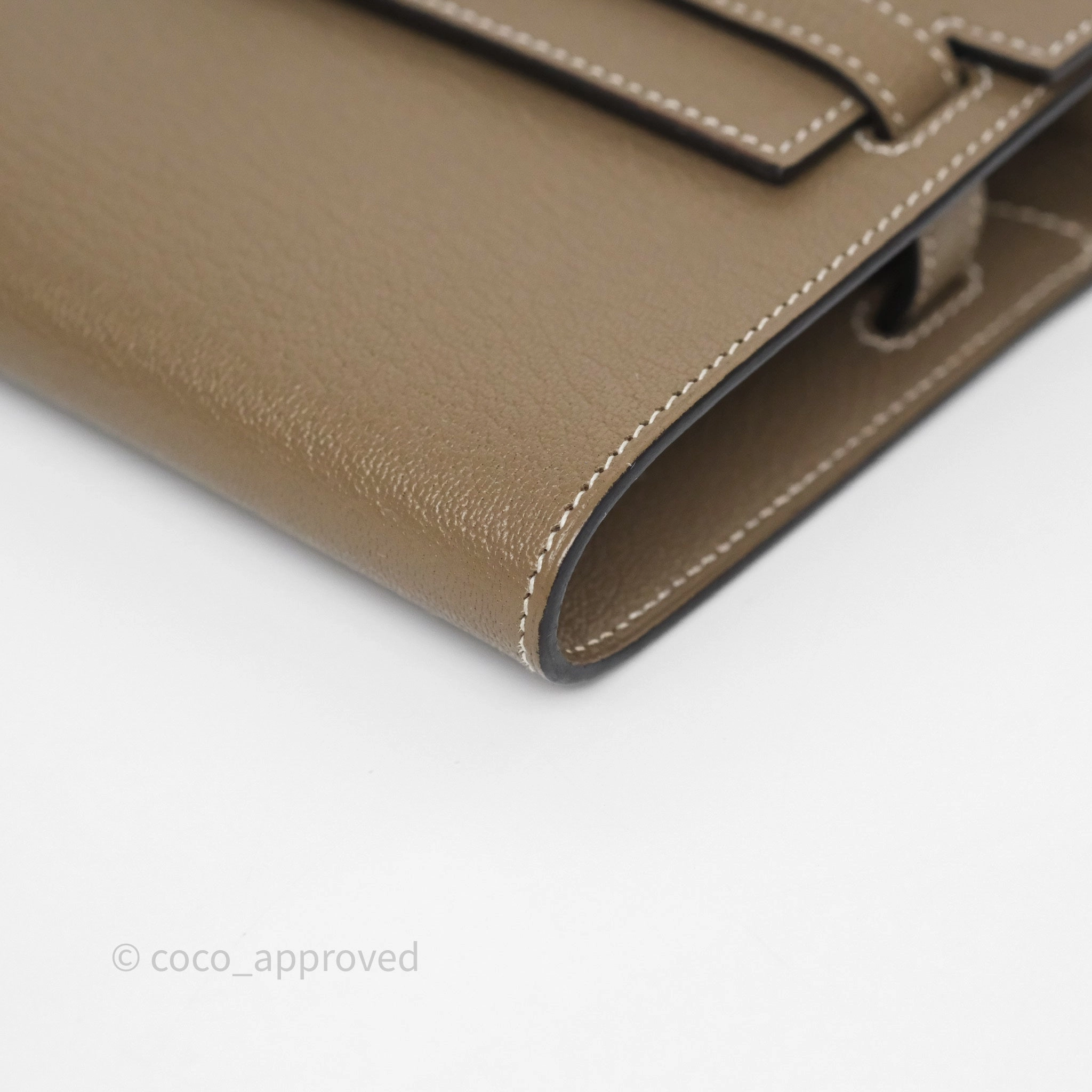 Herms Kelly To Go Wallet Etoupe 18 Chevre Mysore Gold Hardware