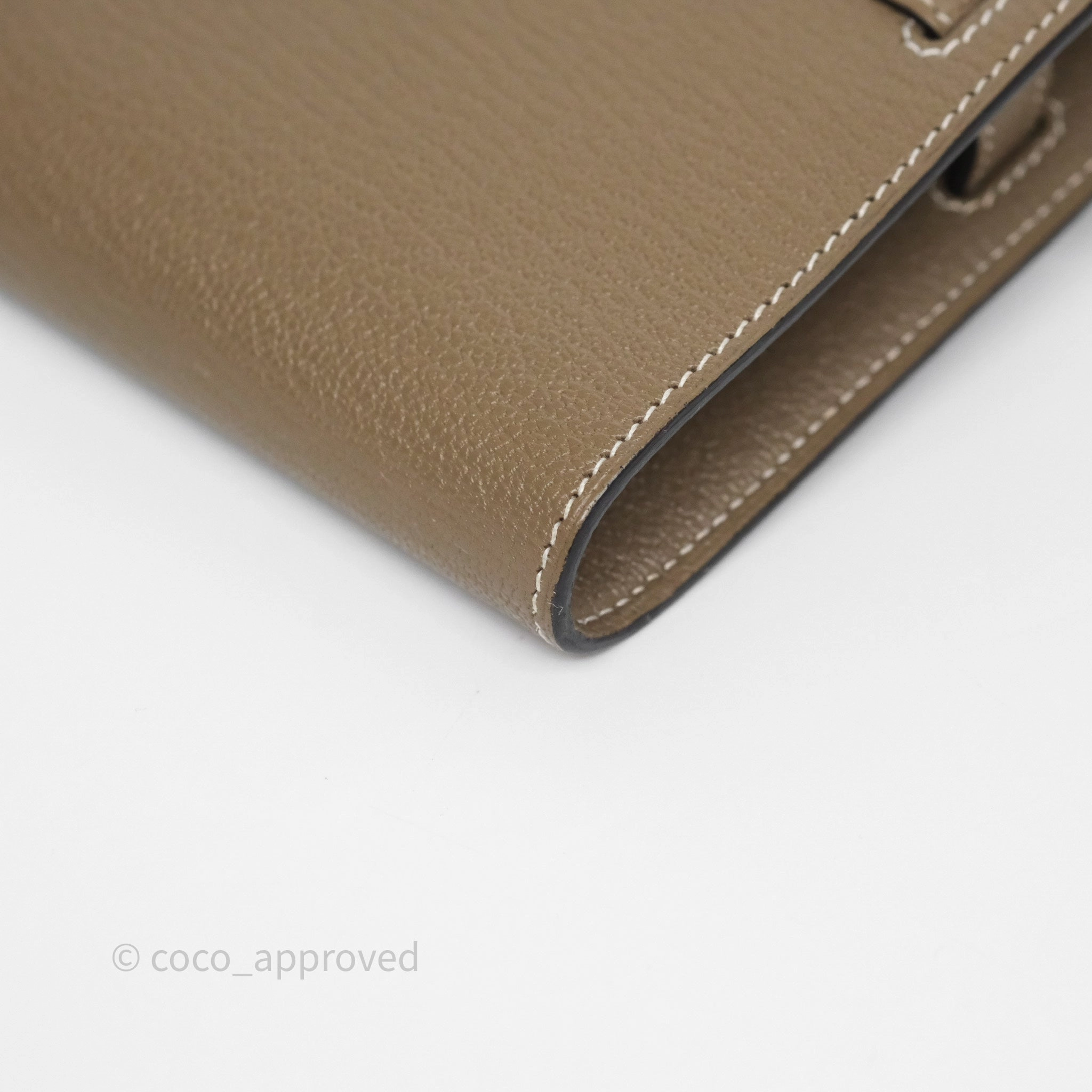 Herms Kelly To Go Wallet Etoupe 18 Chevre Mysore Gold Hardware