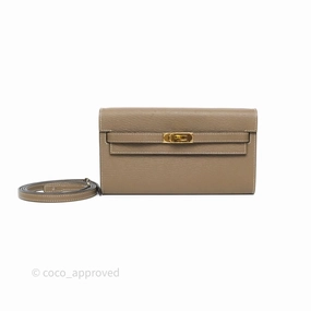 Herms Kelly To Go Wallet Etoupe 18 Chevre Mysore Gold Hardware