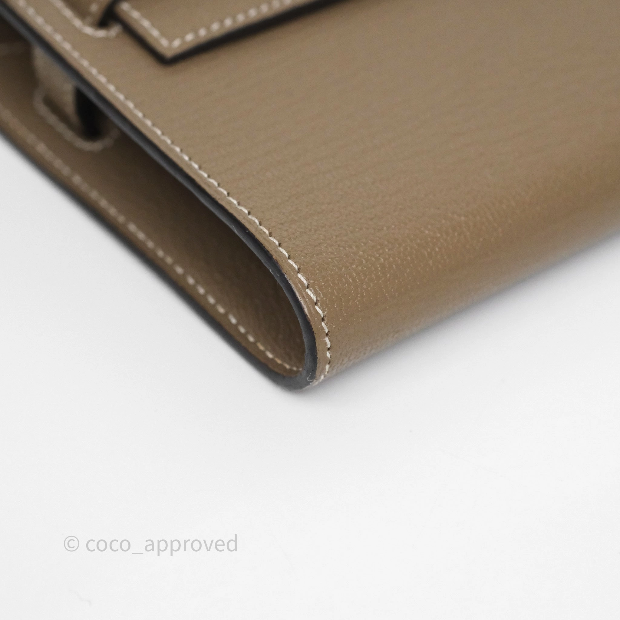 Herms Kelly To Go Wallet Etoupe 18 Chevre Mysore Gold Hardware