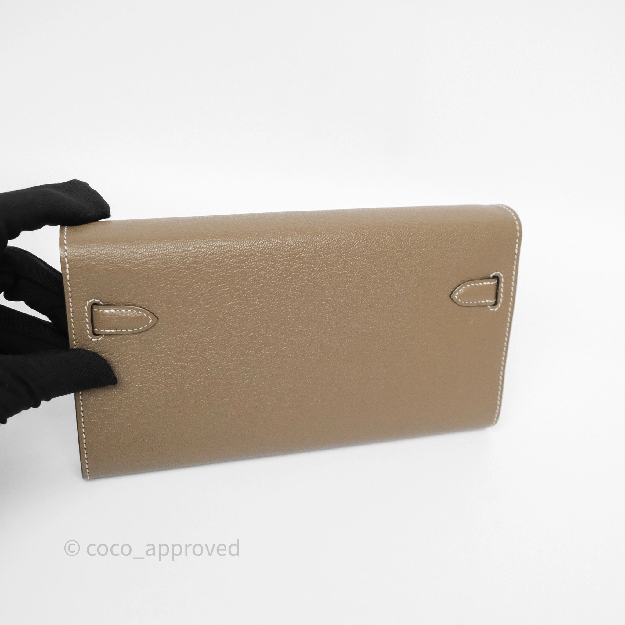Herms Kelly To Go Wallet Etoupe 18 Chevre Mysore Gold Hardware