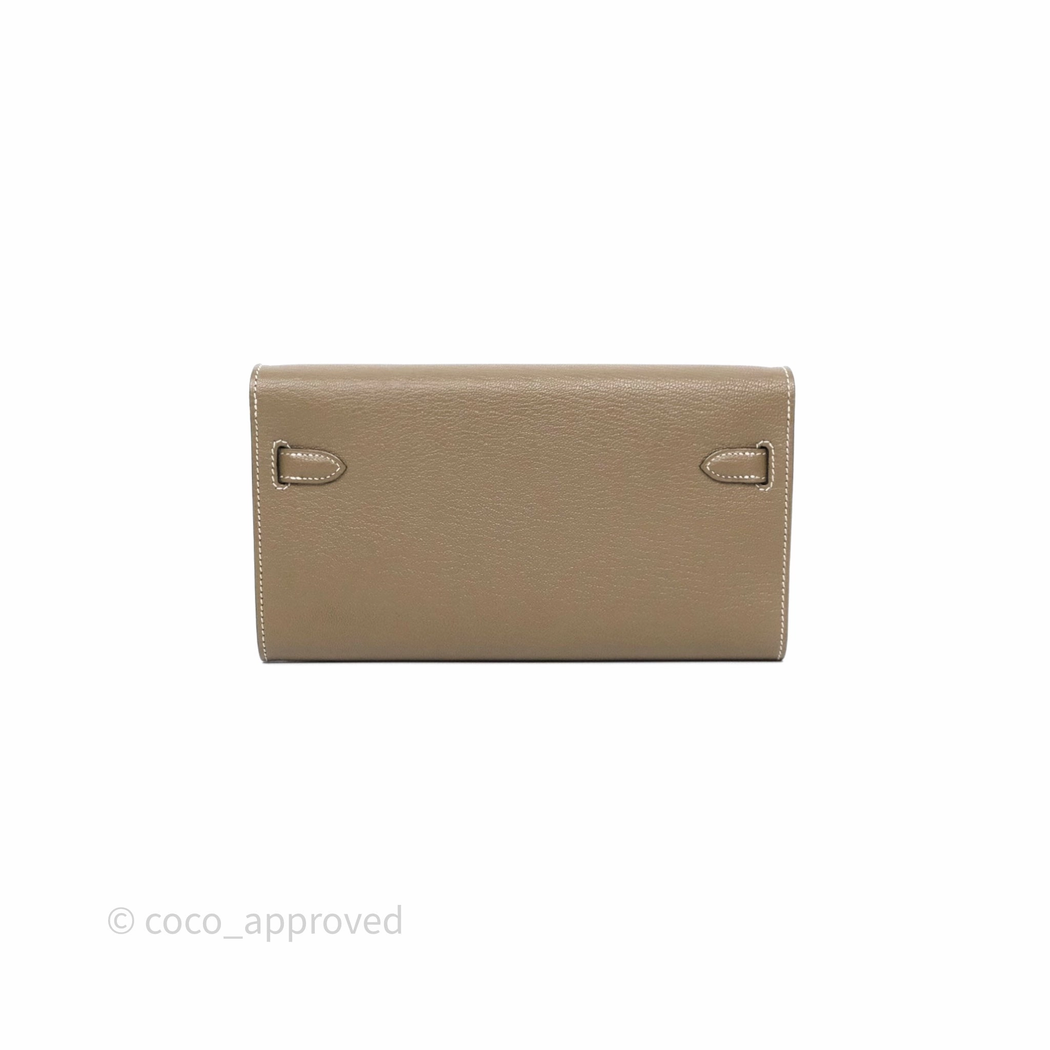 Herms Kelly To Go Wallet Etoupe 18 Chevre Mysore Gold Hardware