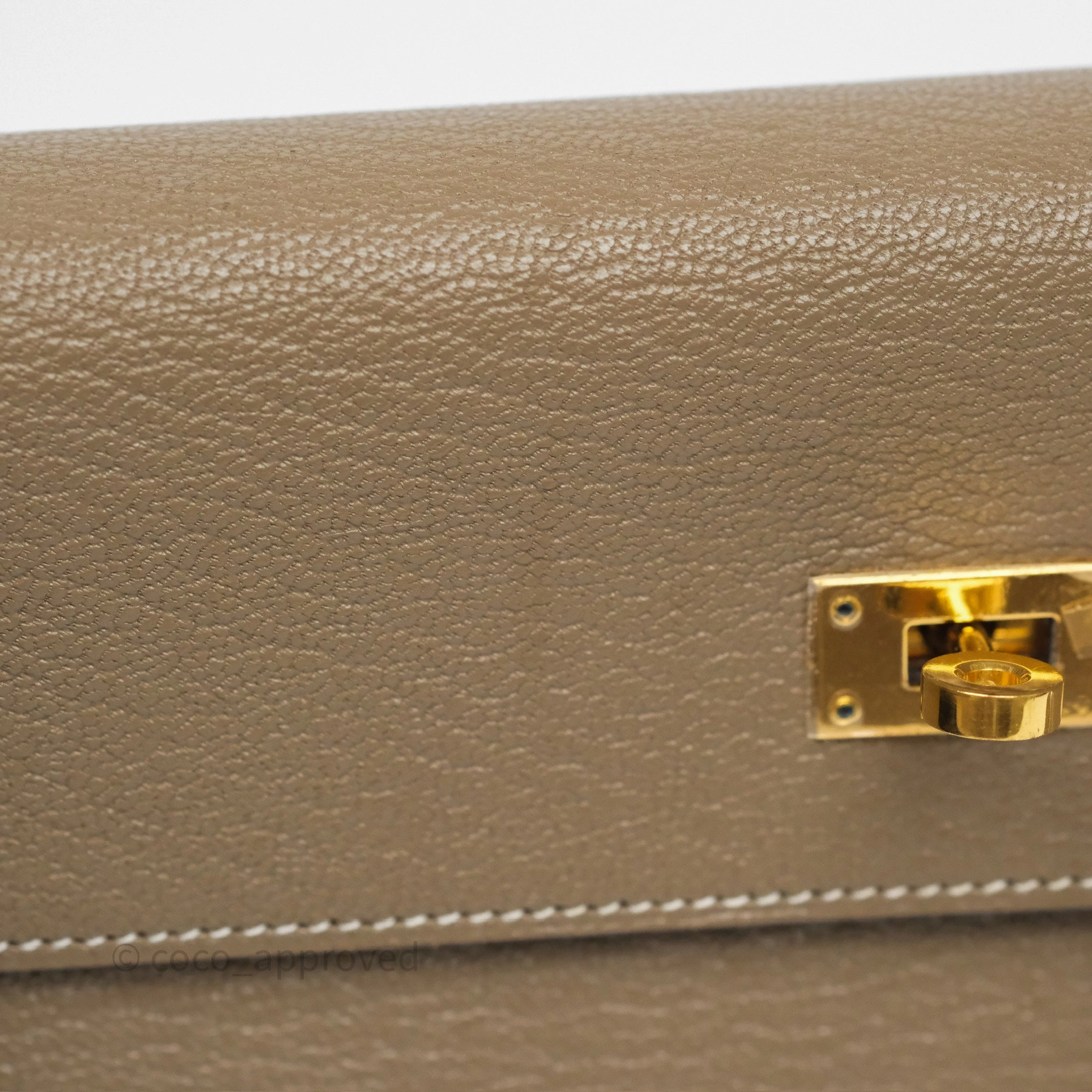 Herms Kelly To Go Wallet Etoupe 18 Chevre Mysore Gold Hardware