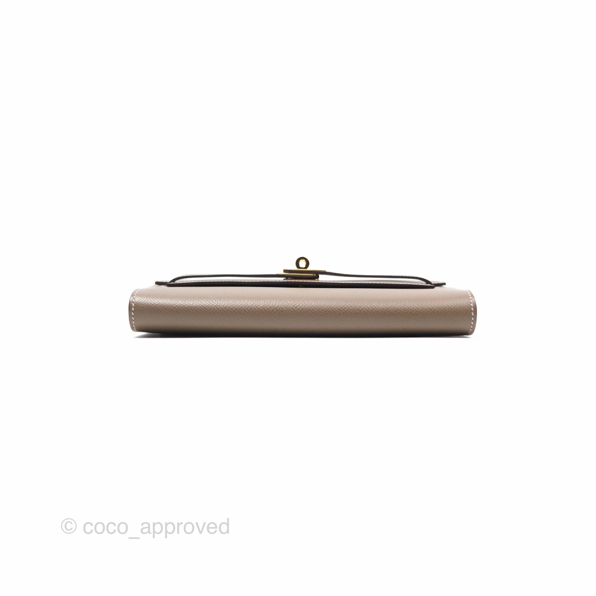 Herms Kelly To Go Wallet Etoupe 18 Epsom Gold Hardware
