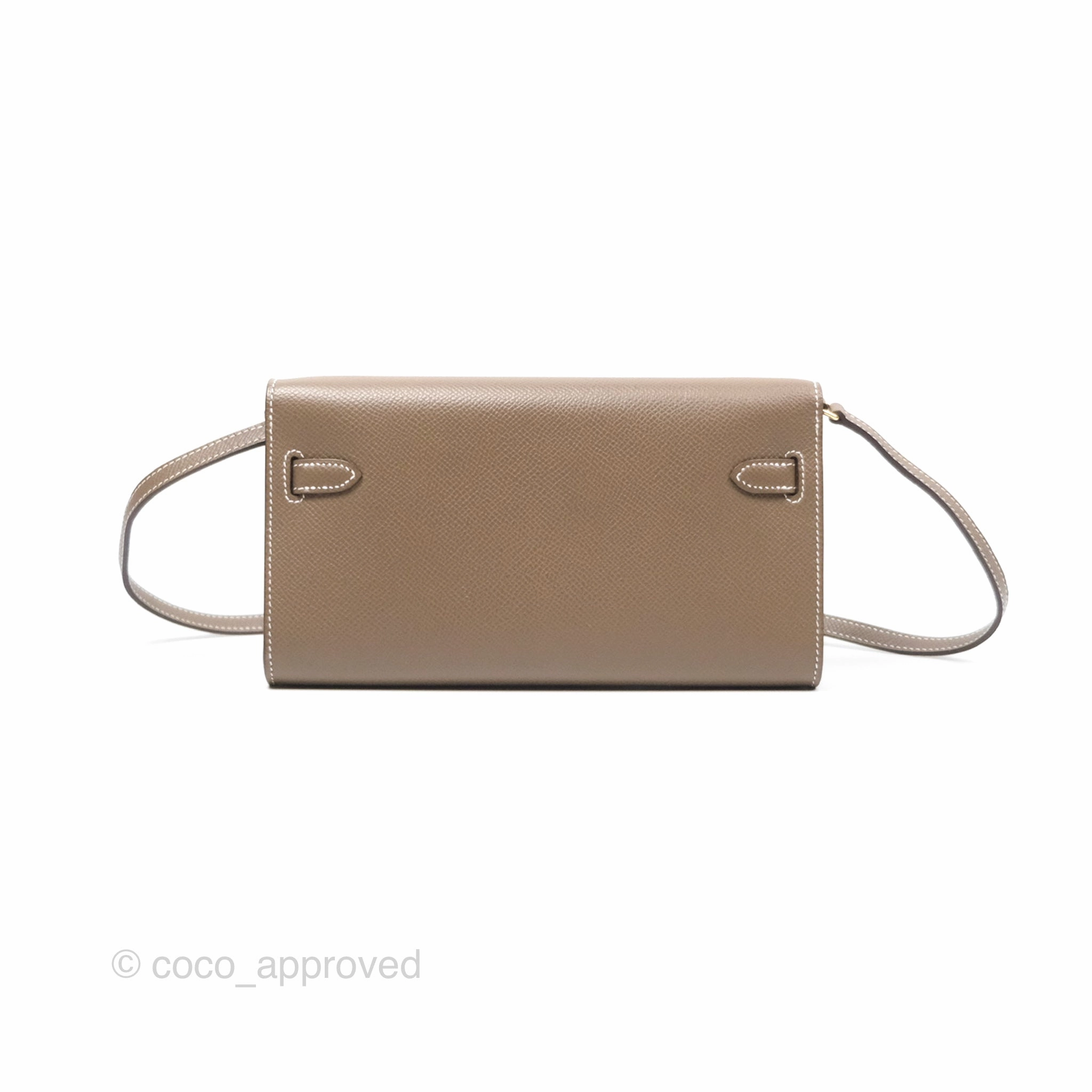 Herms Kelly To Go Wallet Etoupe 18 Epsom Gold Hardware