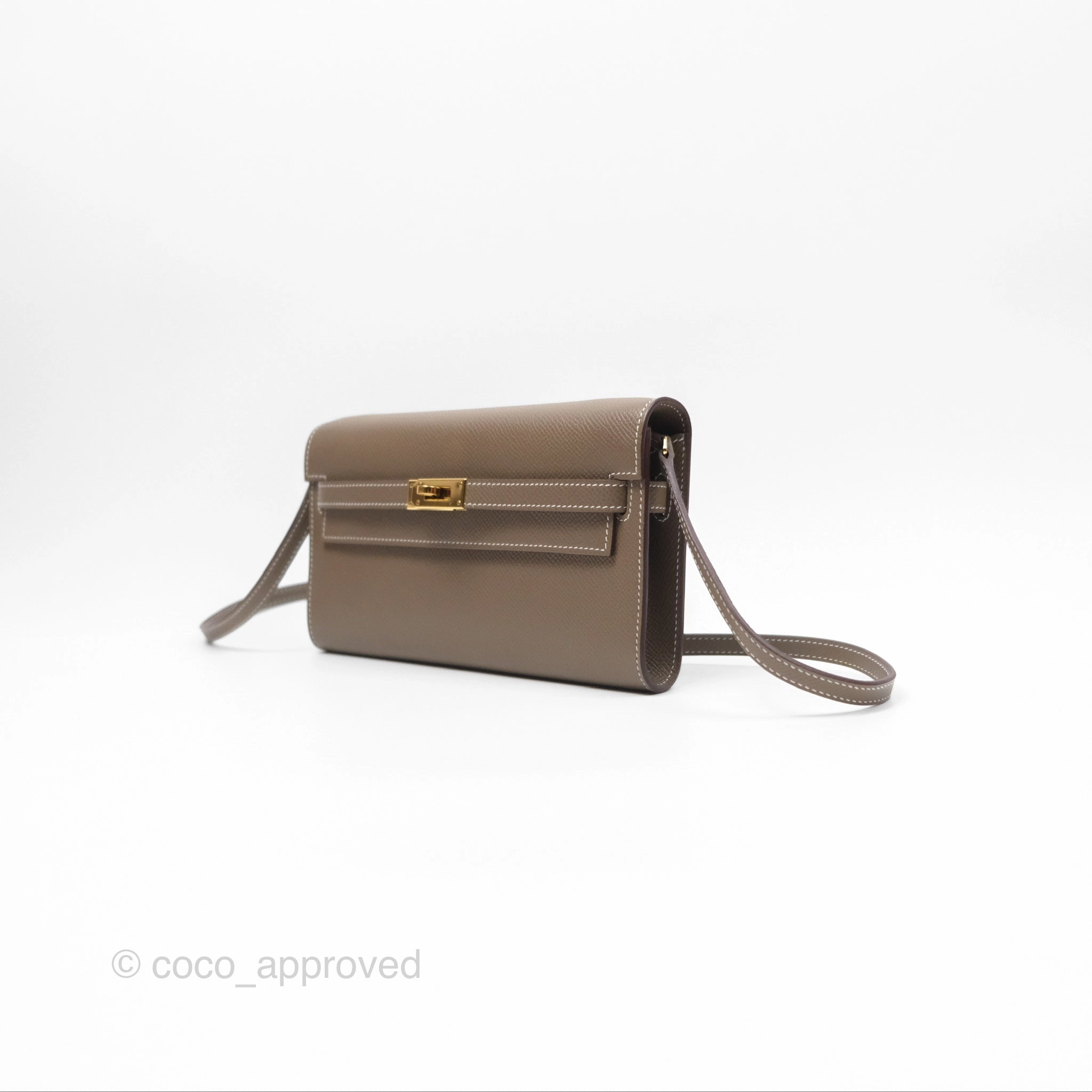 Herms Kelly To Go Wallet Etoupe 18 Epsom Gold Hardware