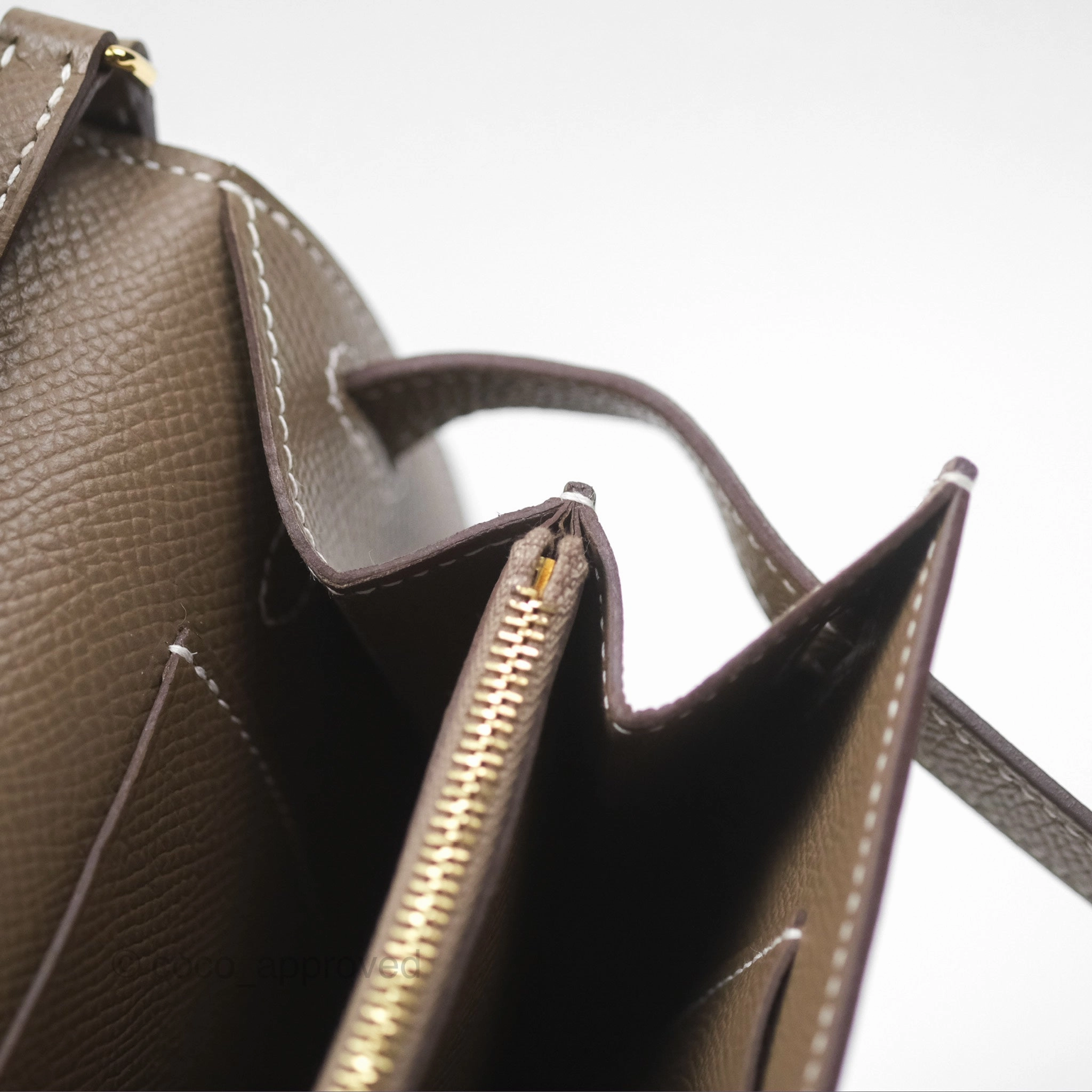 Herms Kelly To Go Wallet Etoupe 18 Epsom Gold Hardware