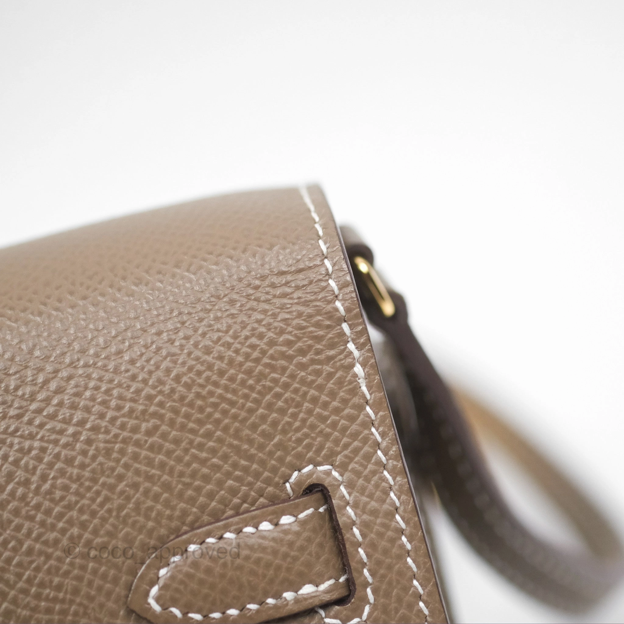 Herms Kelly To Go Wallet Etoupe 18 Epsom Gold Hardware