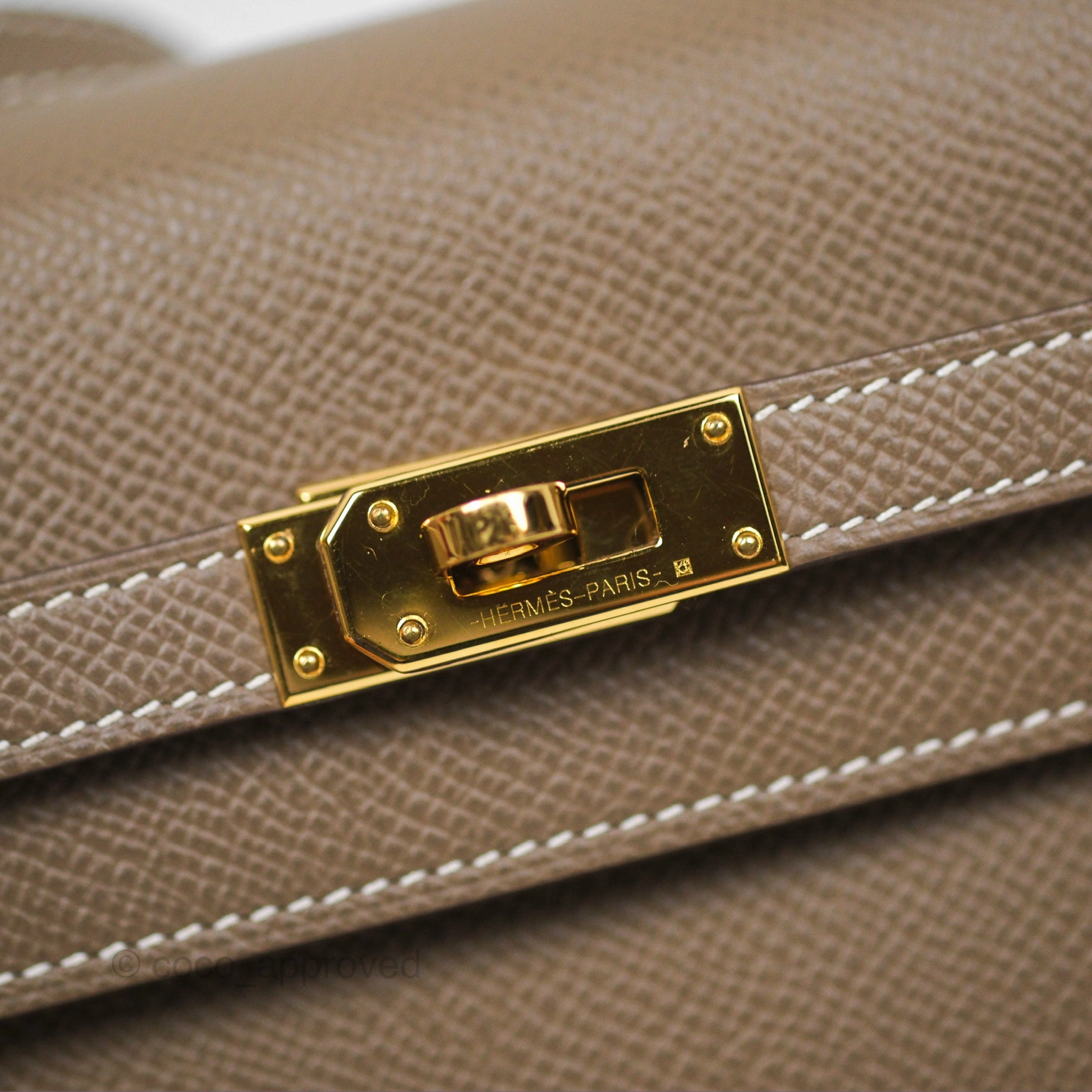 Herms Kelly To Go Wallet Etoupe 18 Epsom Gold Hardware