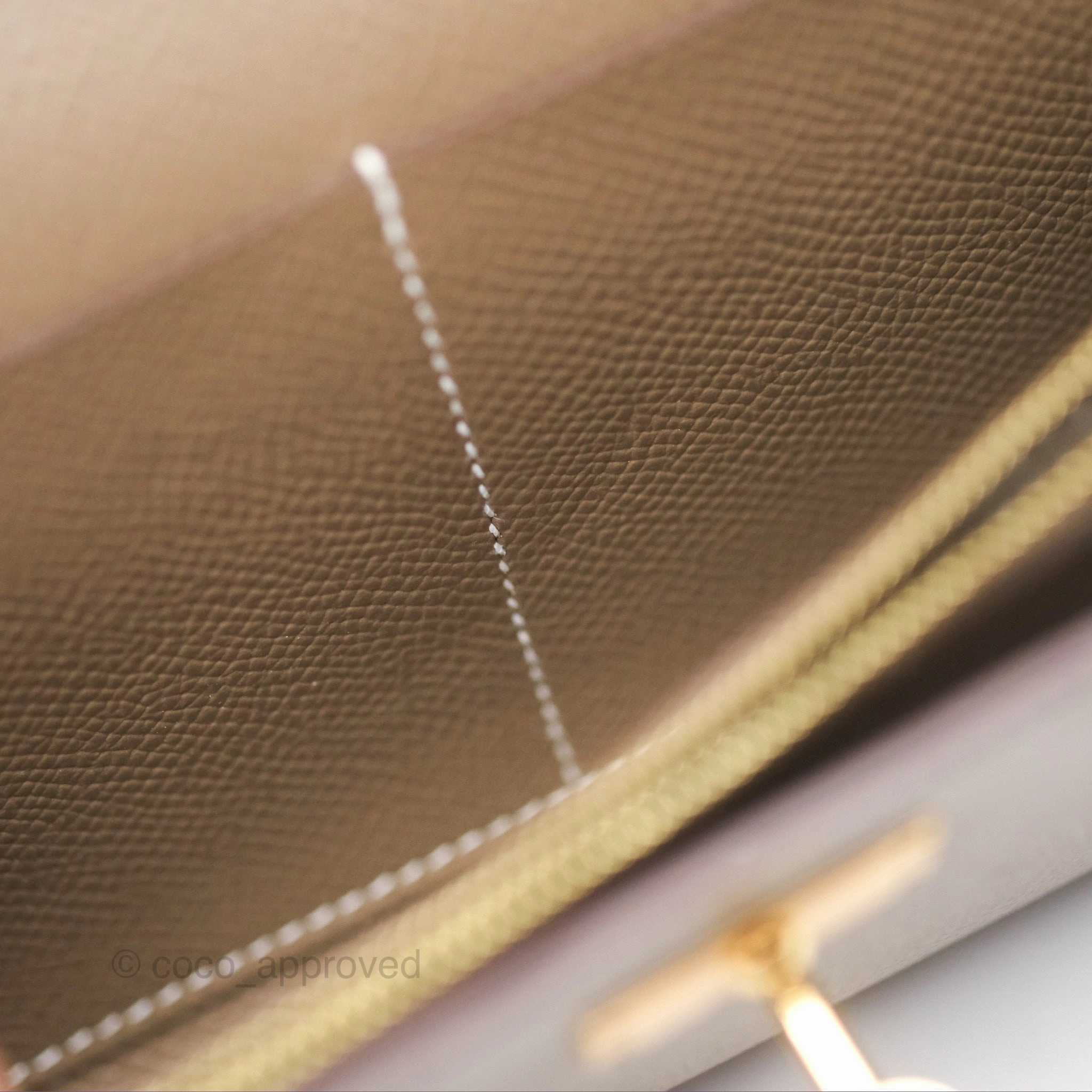 Herms Kelly To Go Wallet Etoupe 18 Epsom Gold Hardware