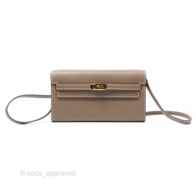 Herms Kelly To Go Wallet Etoupe 18 Epsom Gold Hardware