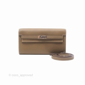 Herms Kelly To Go Wallet Etoupe 18 Epsom Palladium Hardware