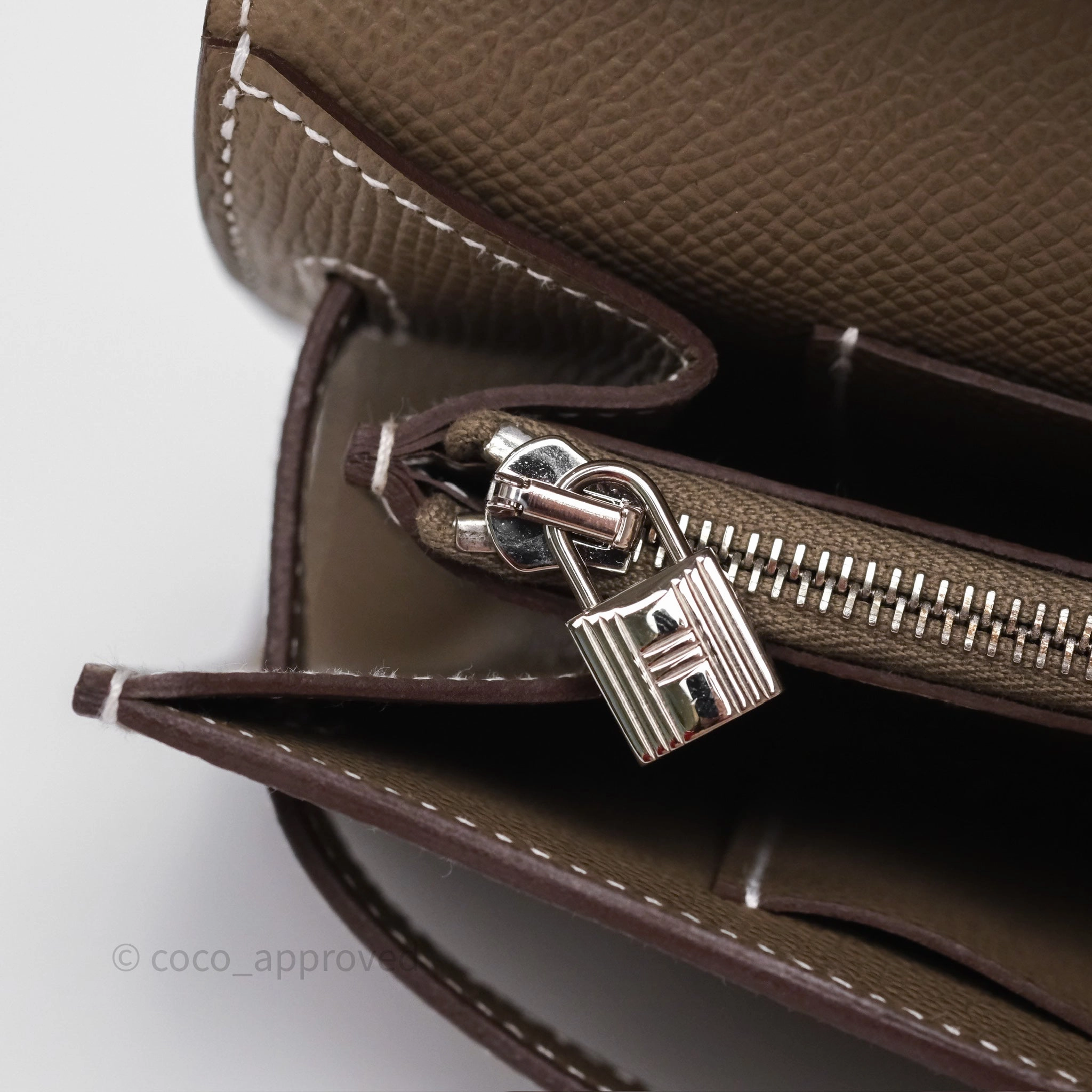 Herms Kelly To Go Wallet Etoupe 18 Epsom Palladium Hardware