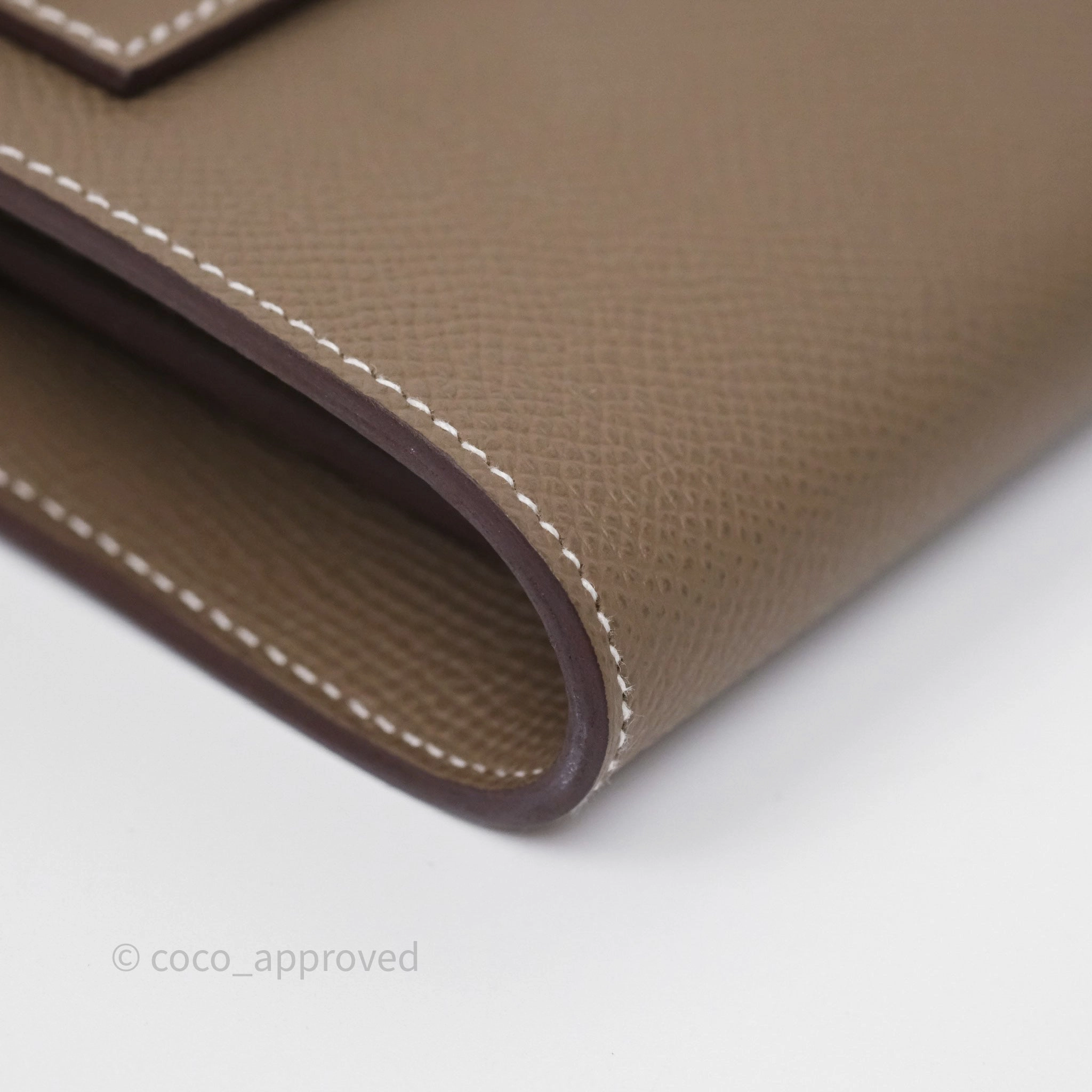 Herms Kelly To Go Wallet Etoupe 18 Epsom Palladium Hardware