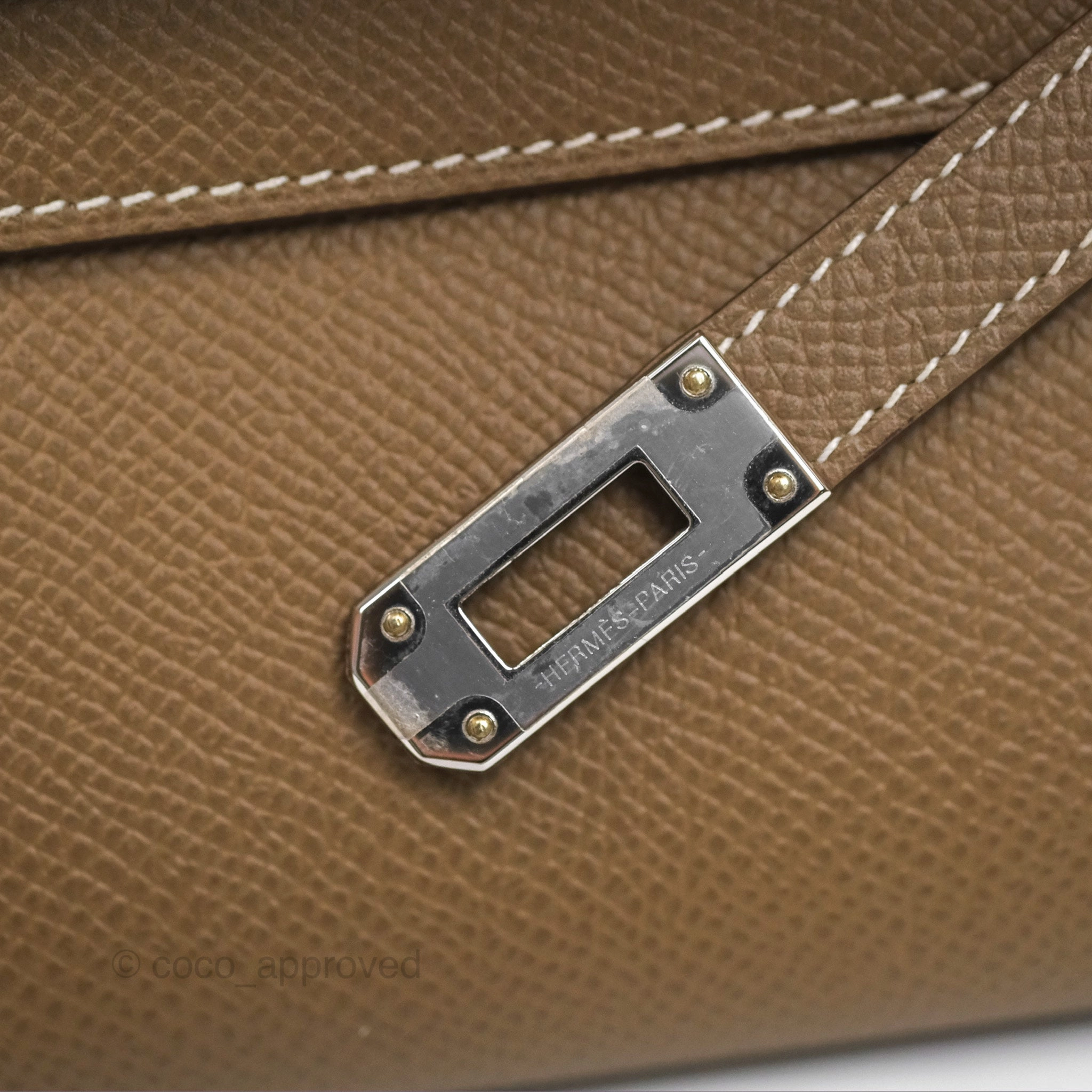 Herms Kelly To Go Wallet Etoupe 18 Epsom Palladium Hardware