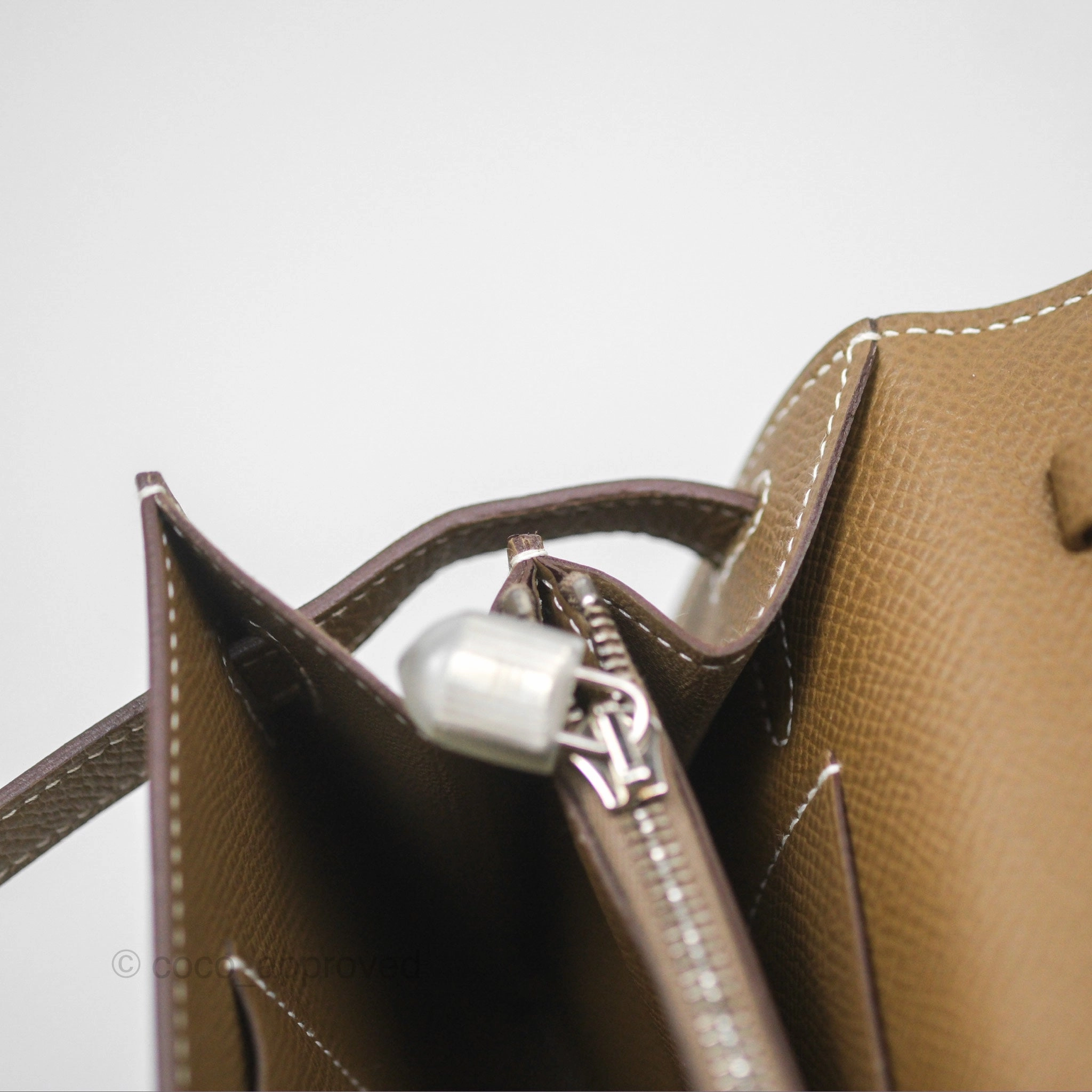 Herms Kelly To Go Wallet Etoupe 18 Epsom Palladium Hardware