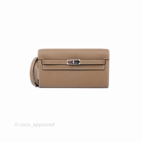 Herms Kelly To Go Wallet Etoupe 18 Epsom Palladium Hardware