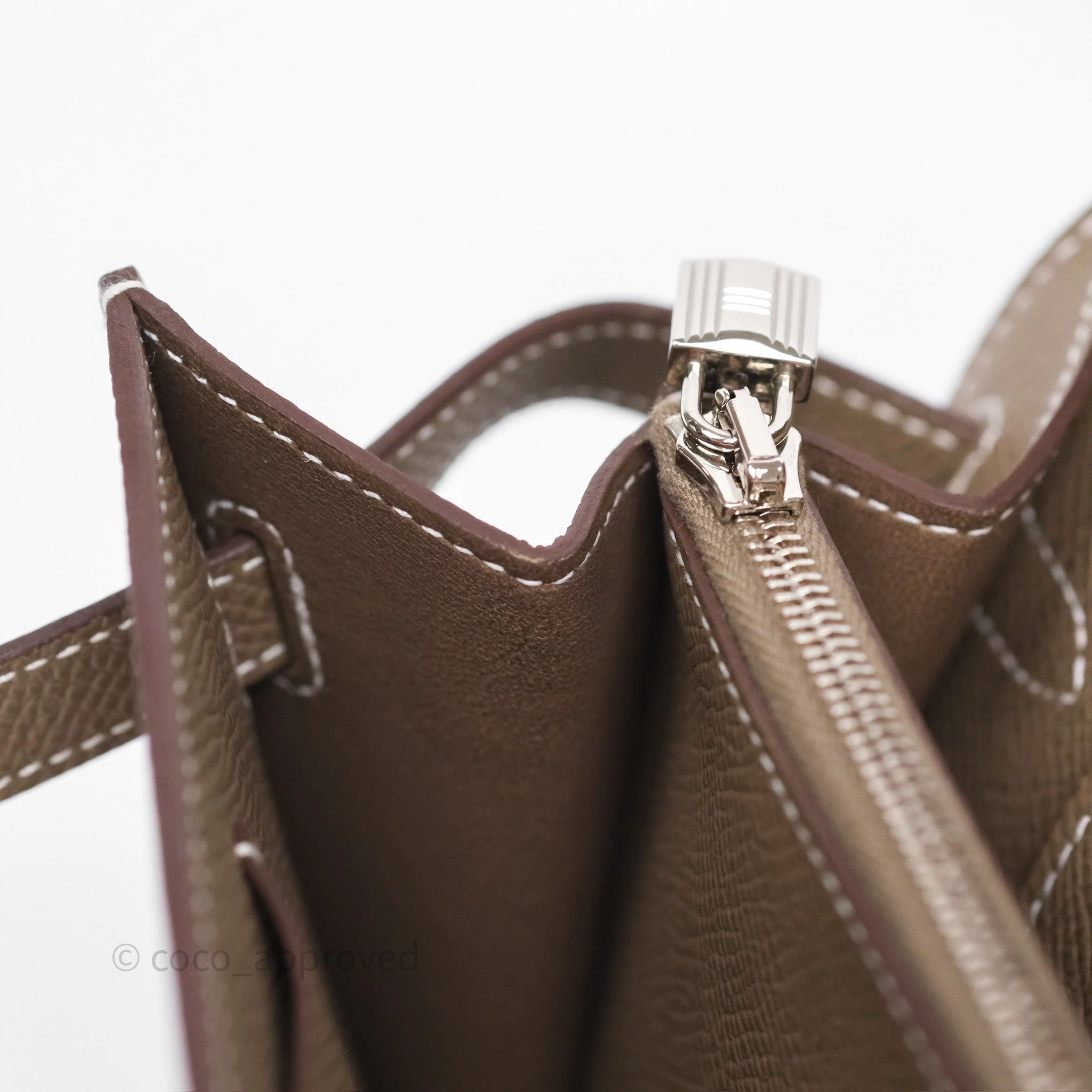 Herms Kelly To Go Wallet Etoupe 18 Epsom Palladium Hardware
