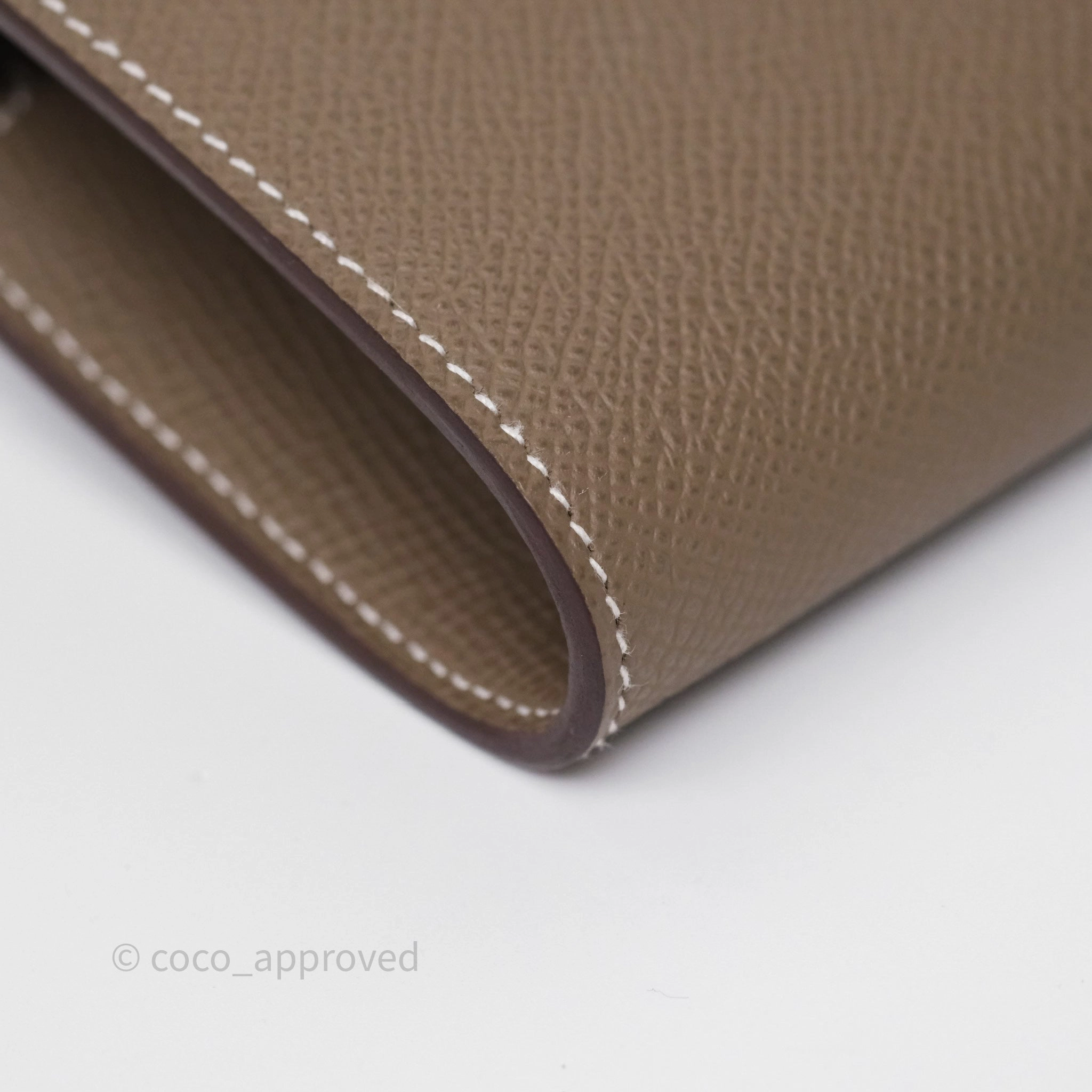 Herms Kelly To Go Wallet Etoupe 18 Epsom Palladium Hardware
