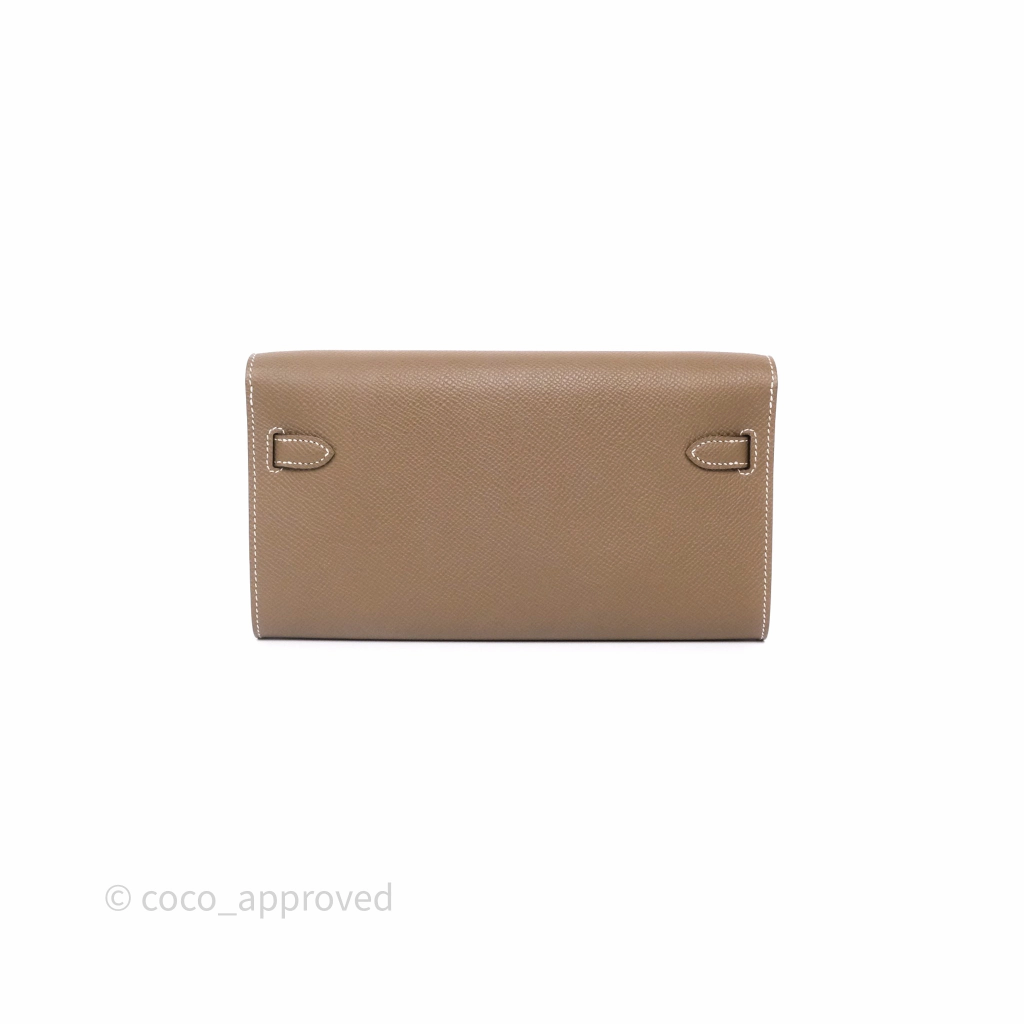 Herms Kelly To Go Wallet Etoupe 18 Epsom Palladium Hardware