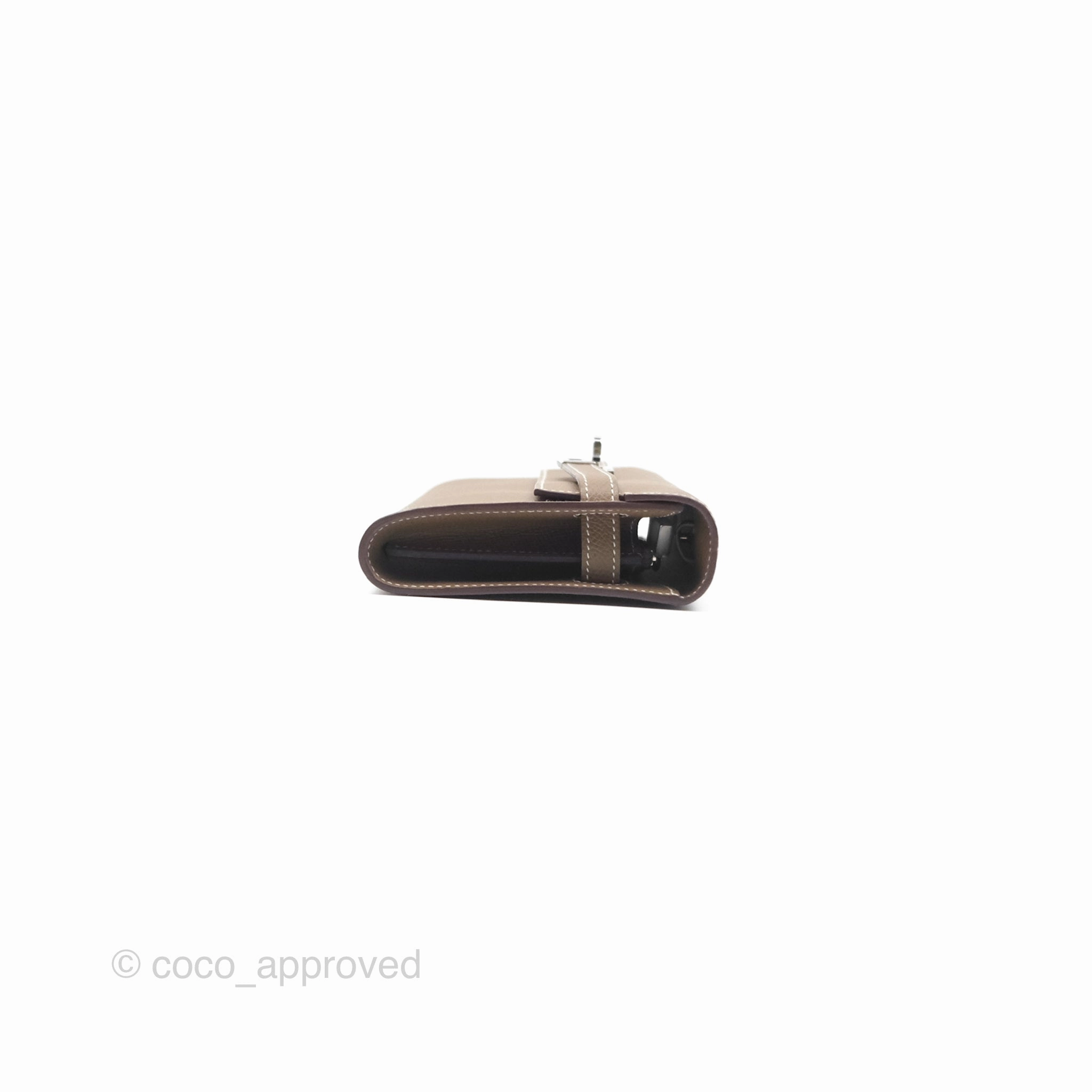 Herms Kelly To Go Wallet Etoupe 18 Epsom Palladium Hardware