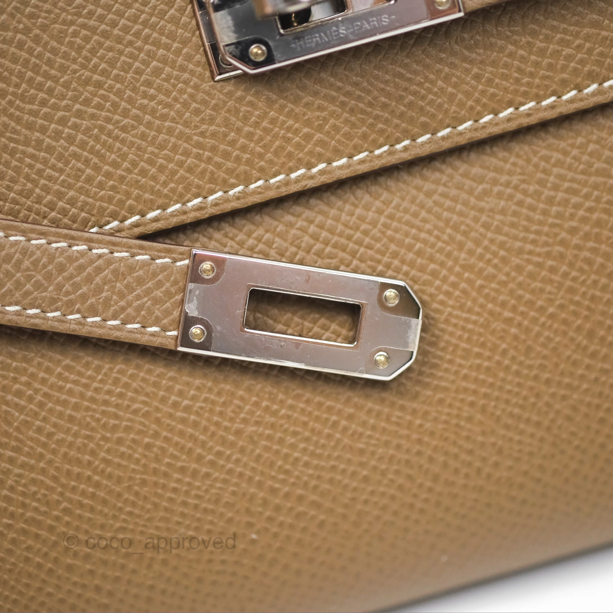 Herms Kelly To Go Wallet Etoupe 18 Epsom Palladium Hardware
