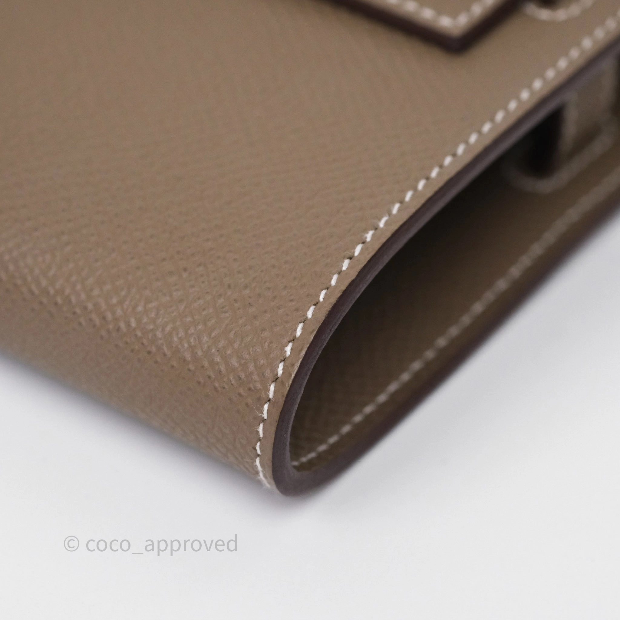 Herms Kelly To Go Wallet Etoupe 18 Epsom Palladium Hardware