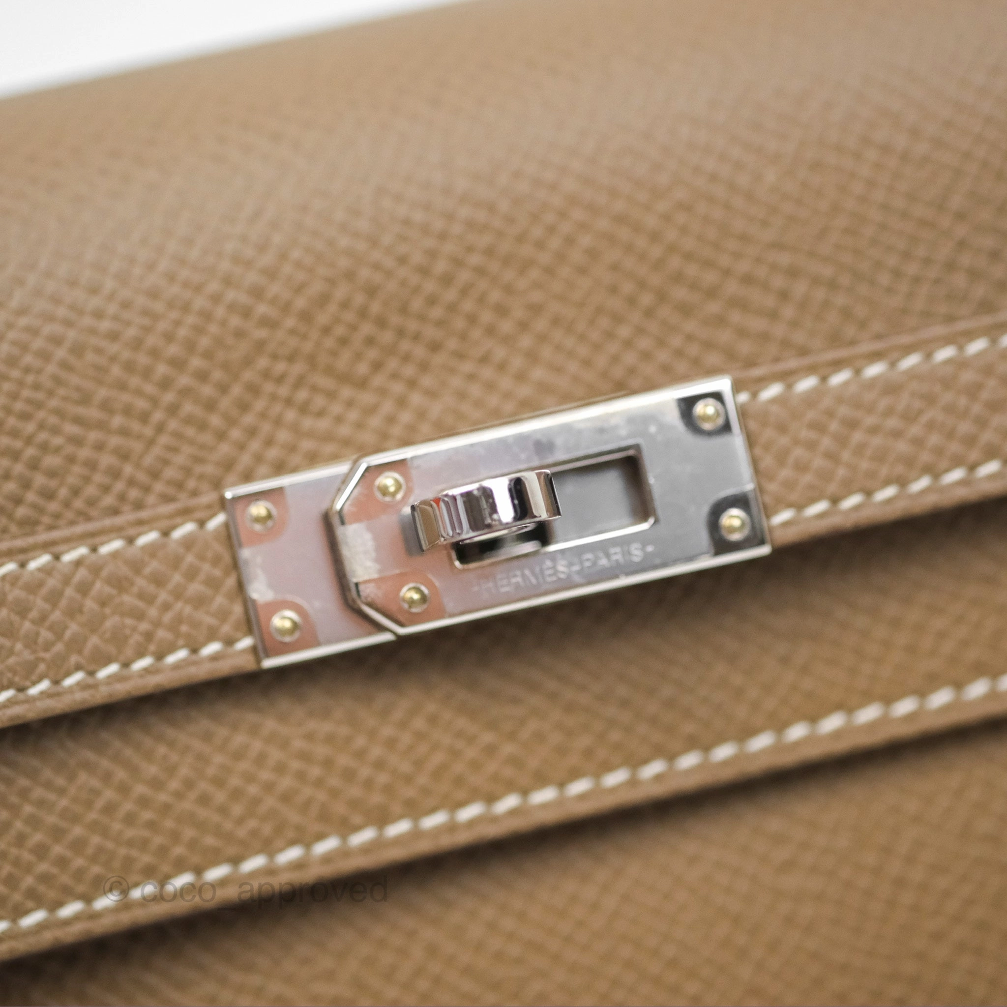 Herms Kelly To Go Wallet Etoupe 18 Epsom Palladium Hardware