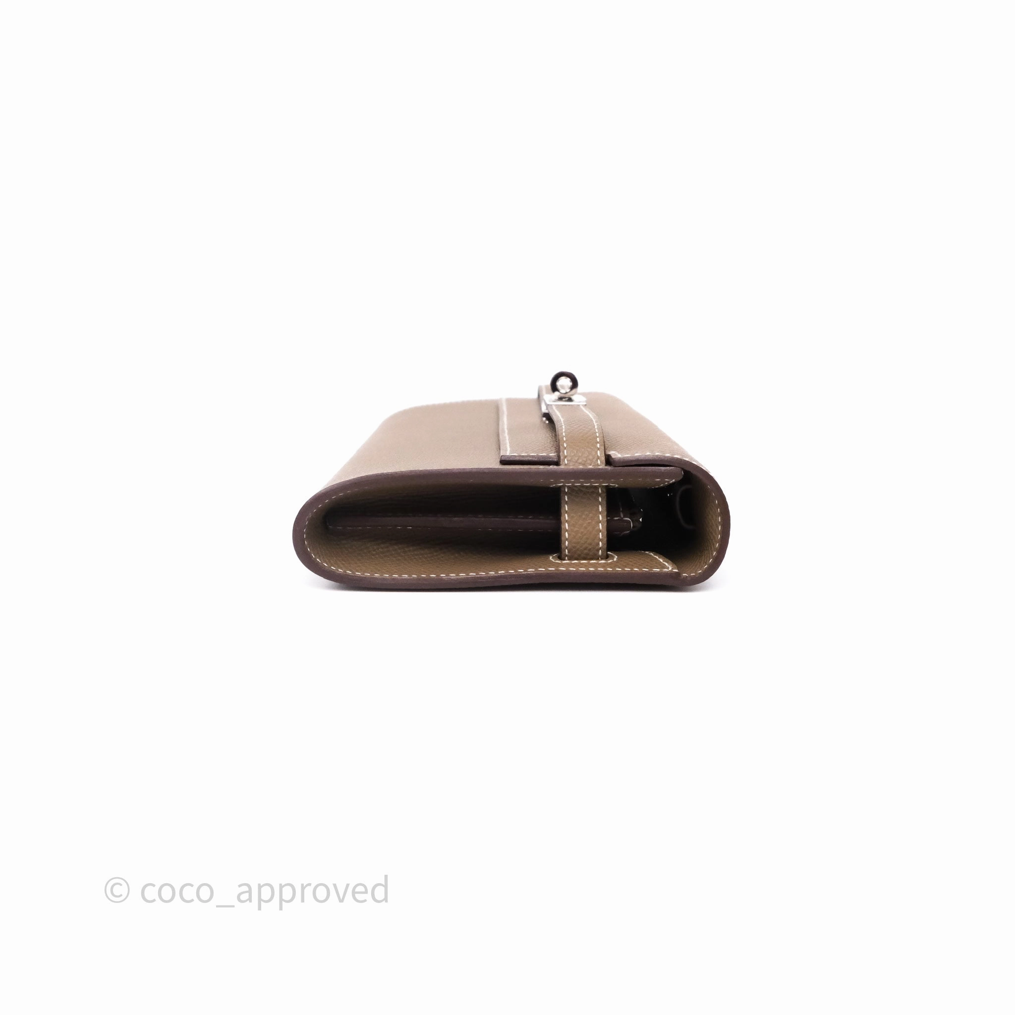 Herms Kelly To Go Wallet Etoupe 18 Epsom Palladium Hardware