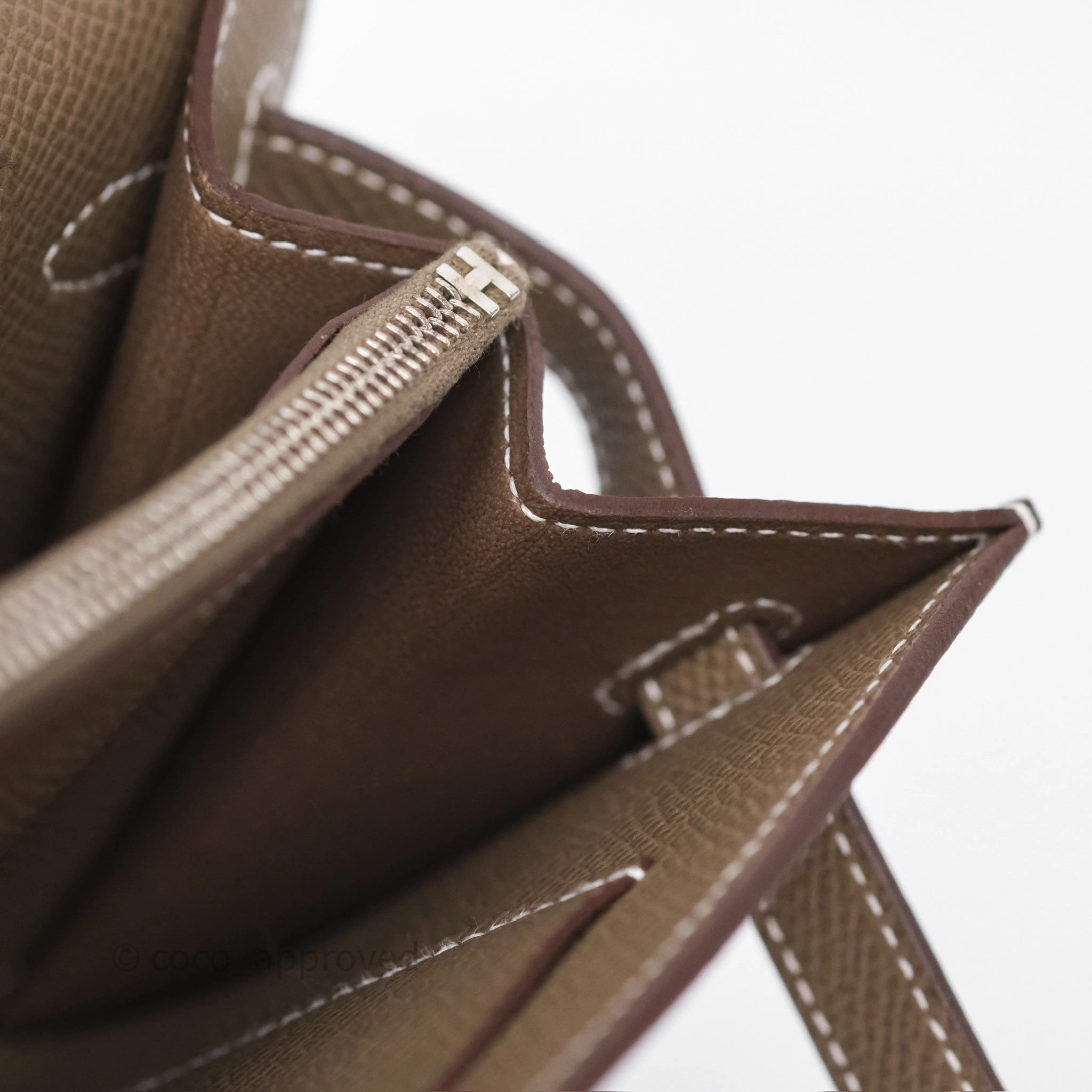 Herms Kelly To Go Wallet Etoupe 18 Epsom Palladium Hardware
