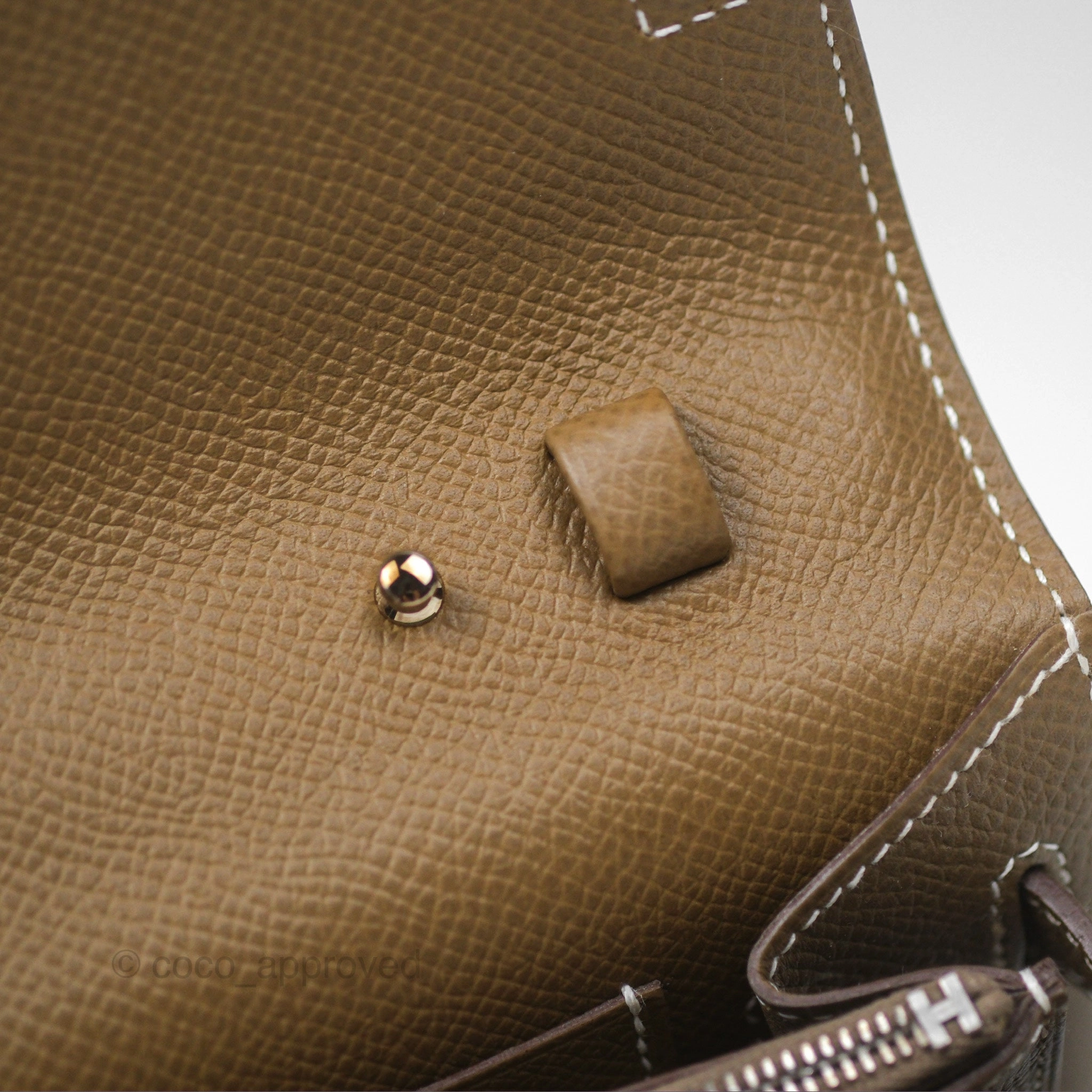 Herms Kelly To Go Wallet Etoupe 18 Epsom Palladium Hardware