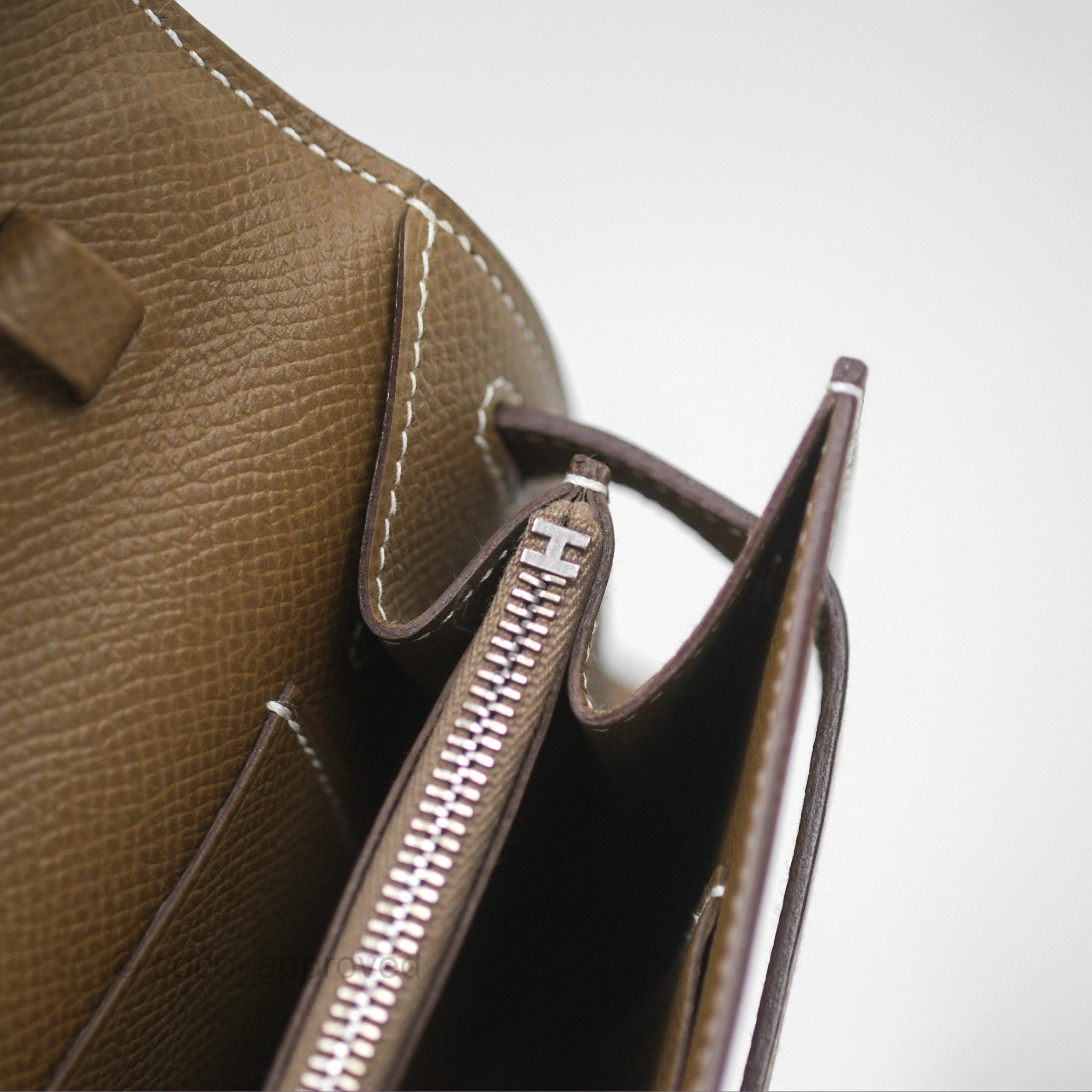 Herms Kelly To Go Wallet Etoupe 18 Epsom Palladium Hardware