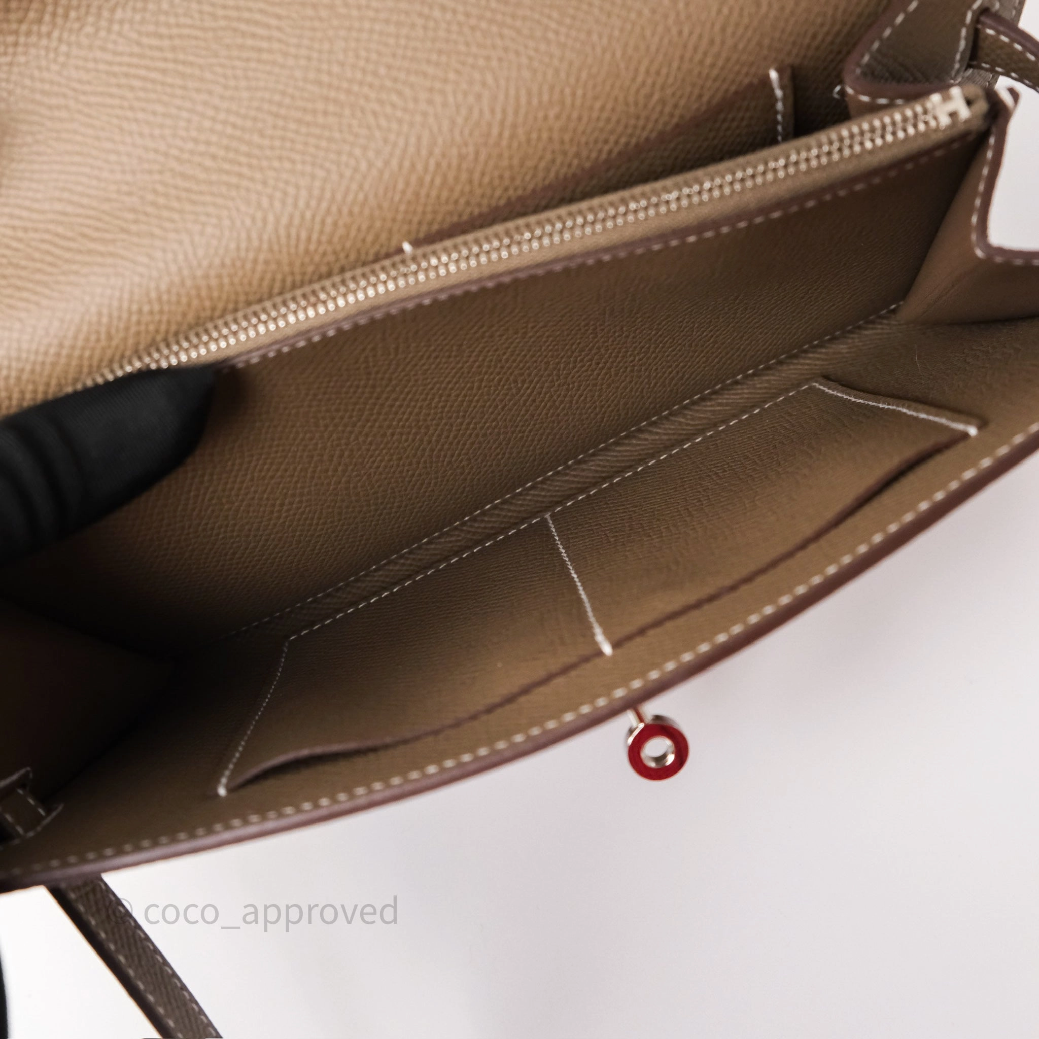 Herms Kelly To Go Wallet Etoupe 18 Epsom Palladium Hardware