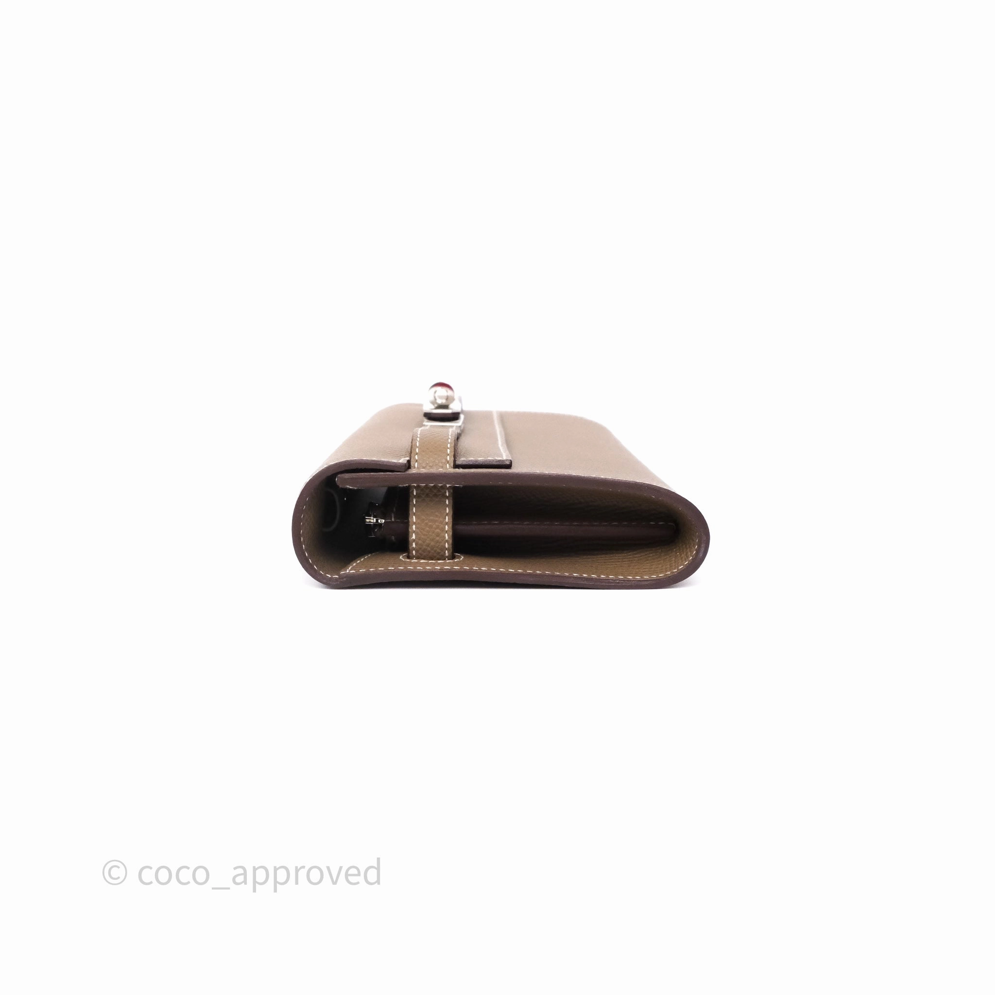 Herms Kelly To Go Wallet Etoupe 18 Epsom Palladium Hardware