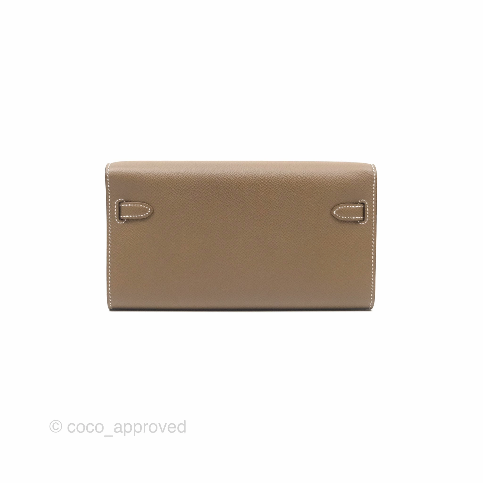 Herms Kelly To Go Wallet Etoupe 18 Epsom Palladium Hardware