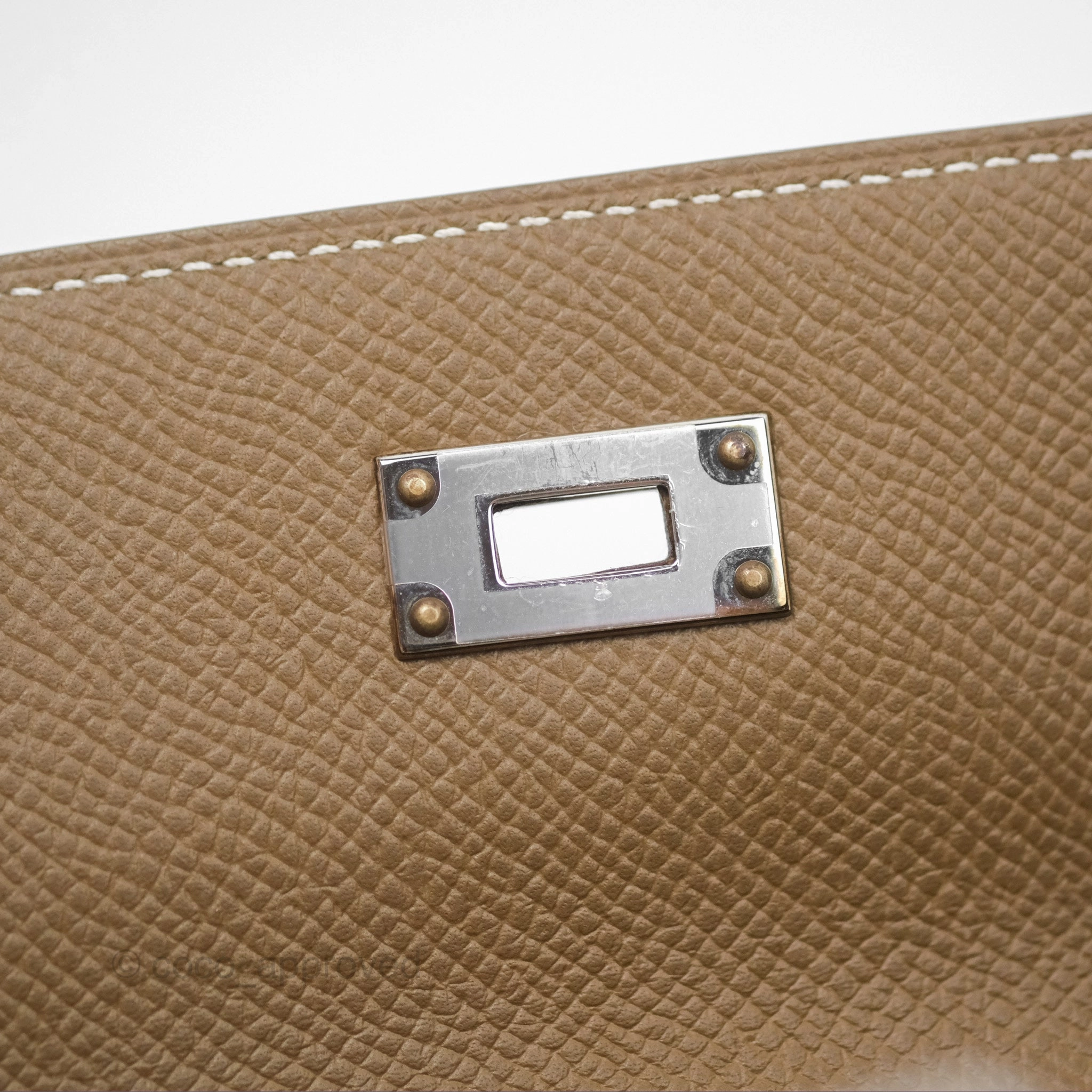 Herms Kelly To Go Wallet Etoupe 18 Epsom Palladium Hardware