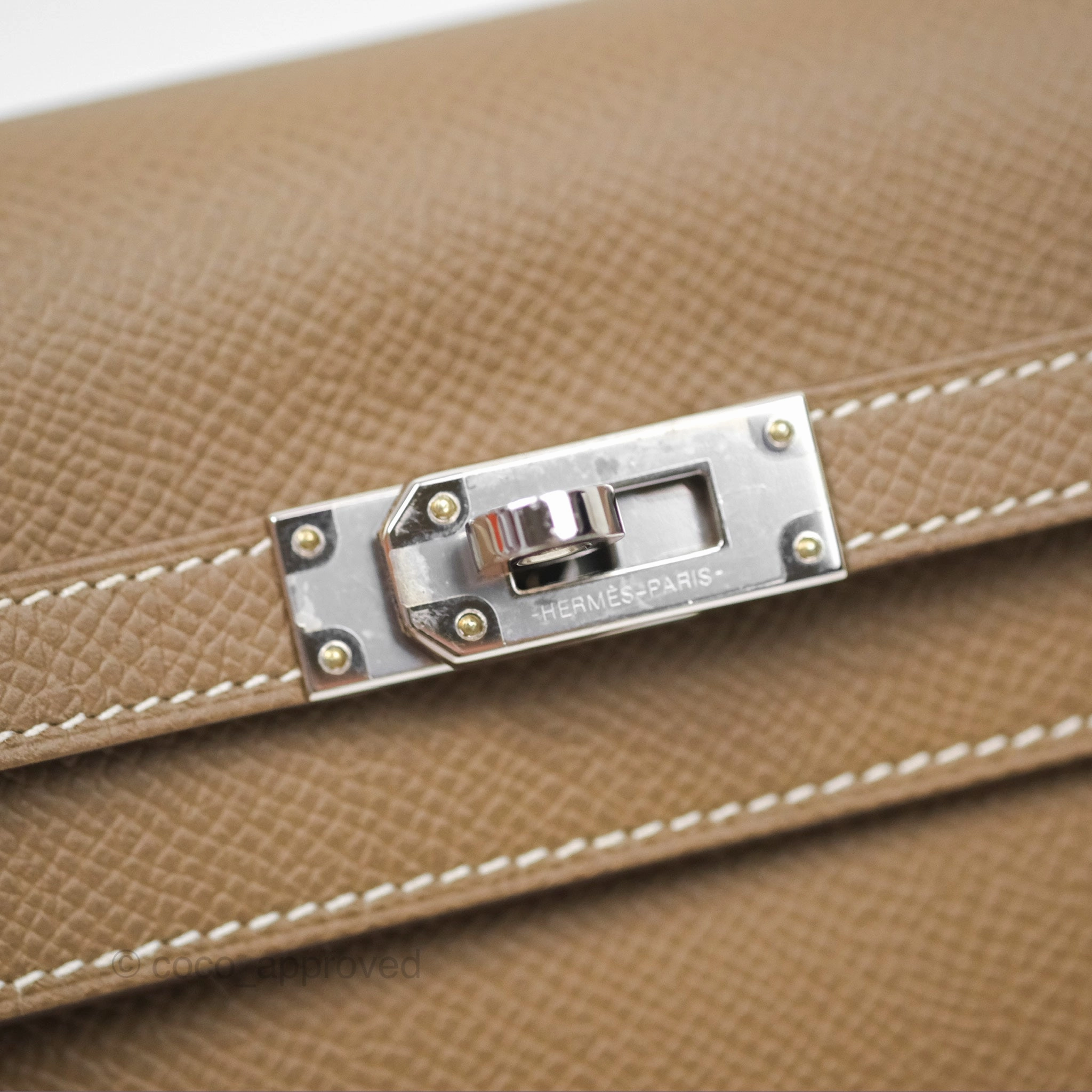 Herms Kelly To Go Wallet Etoupe 18 Epsom Palladium Hardware